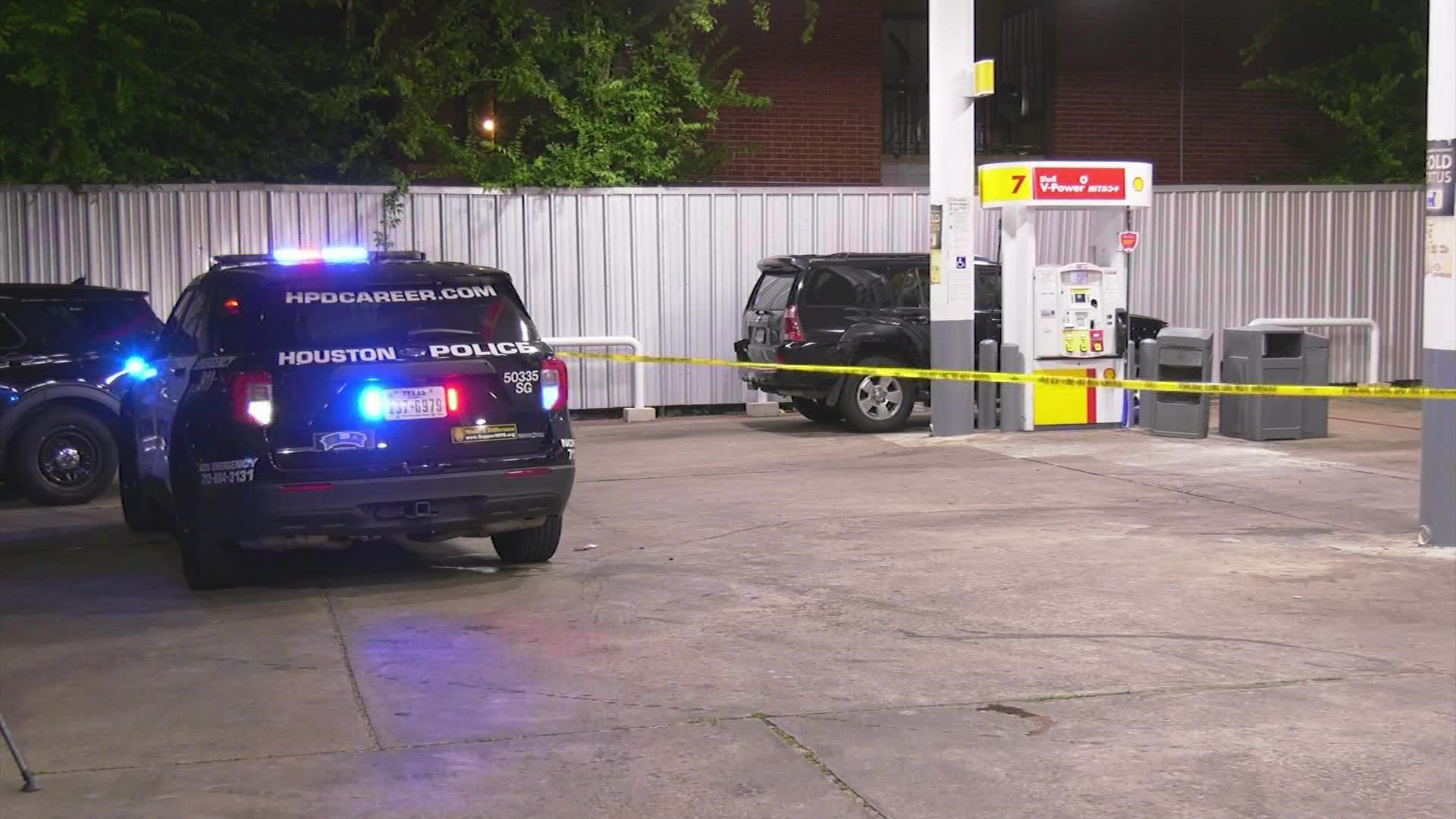Investigators said the victim was walking back to his vehicle when a suspect opened fire from the backseat of a dark-colored SUV that was parked at another pump.