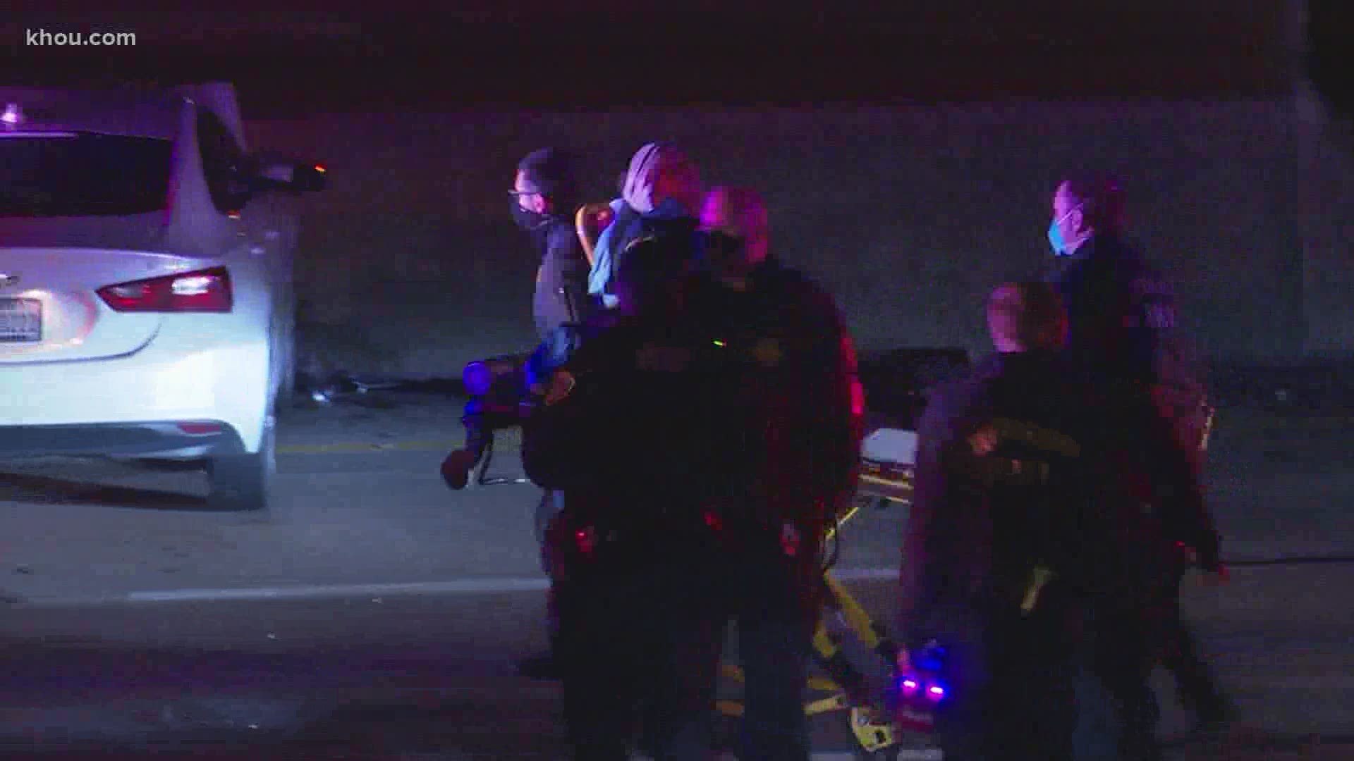 A Houston Police Department officer was taken to the hospital Saturday morning after a crash on the East Freeway near Lockwood.