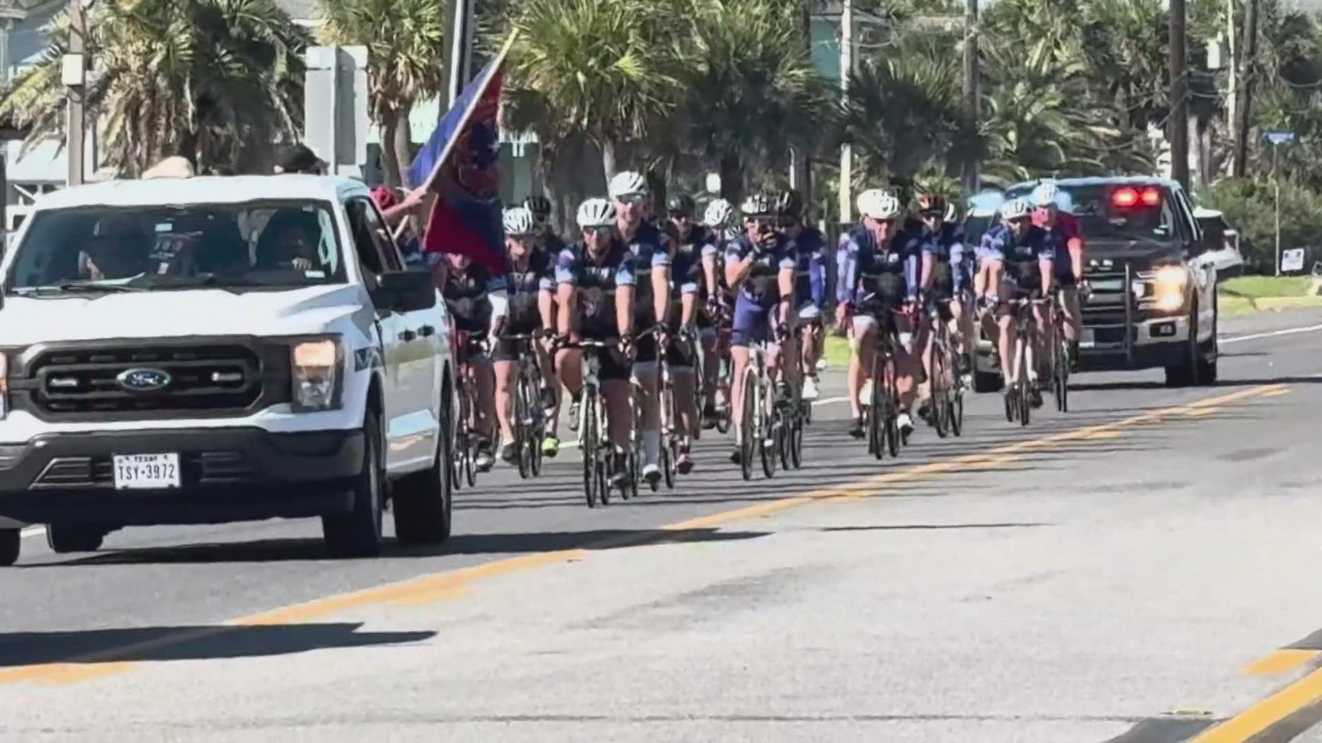 The "Texas Brotherhood Ride" started in South Padre Island and ended in Jamaica Beach.