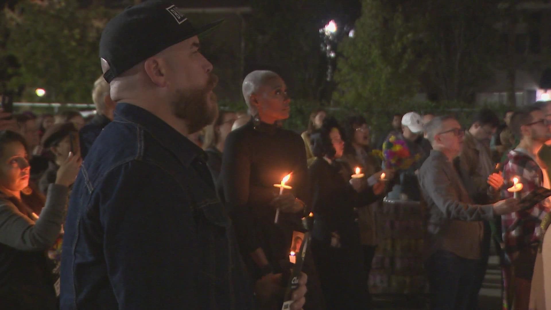 More than 100 people gathered vowing to stand up to the hate-filled rhetoric that lead to the mass murder at an LGBTQ nightclub in Colorado.