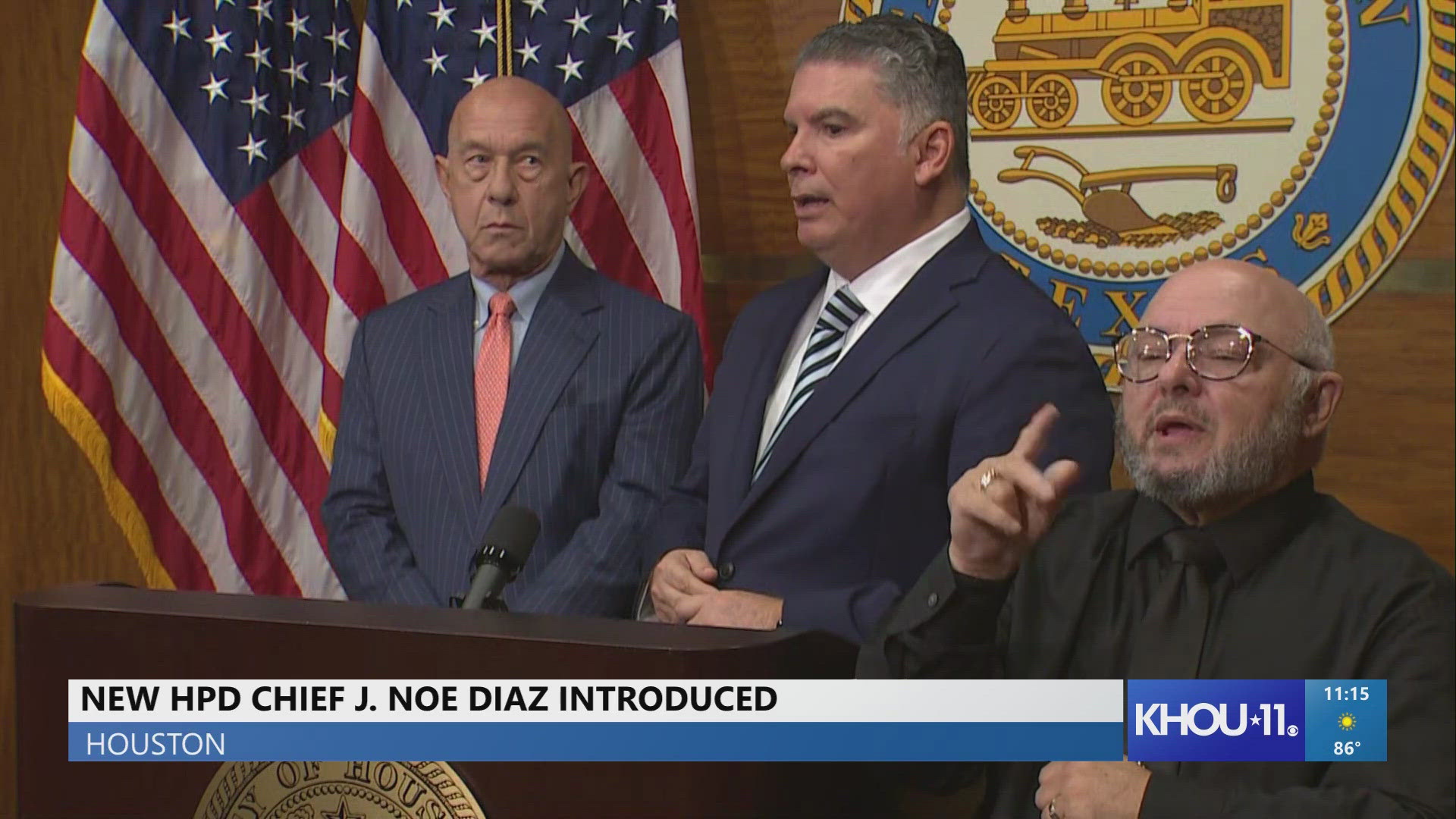 J. Noe Diaz was introduced as the new Houston police chief by Mayor John Whitmire.