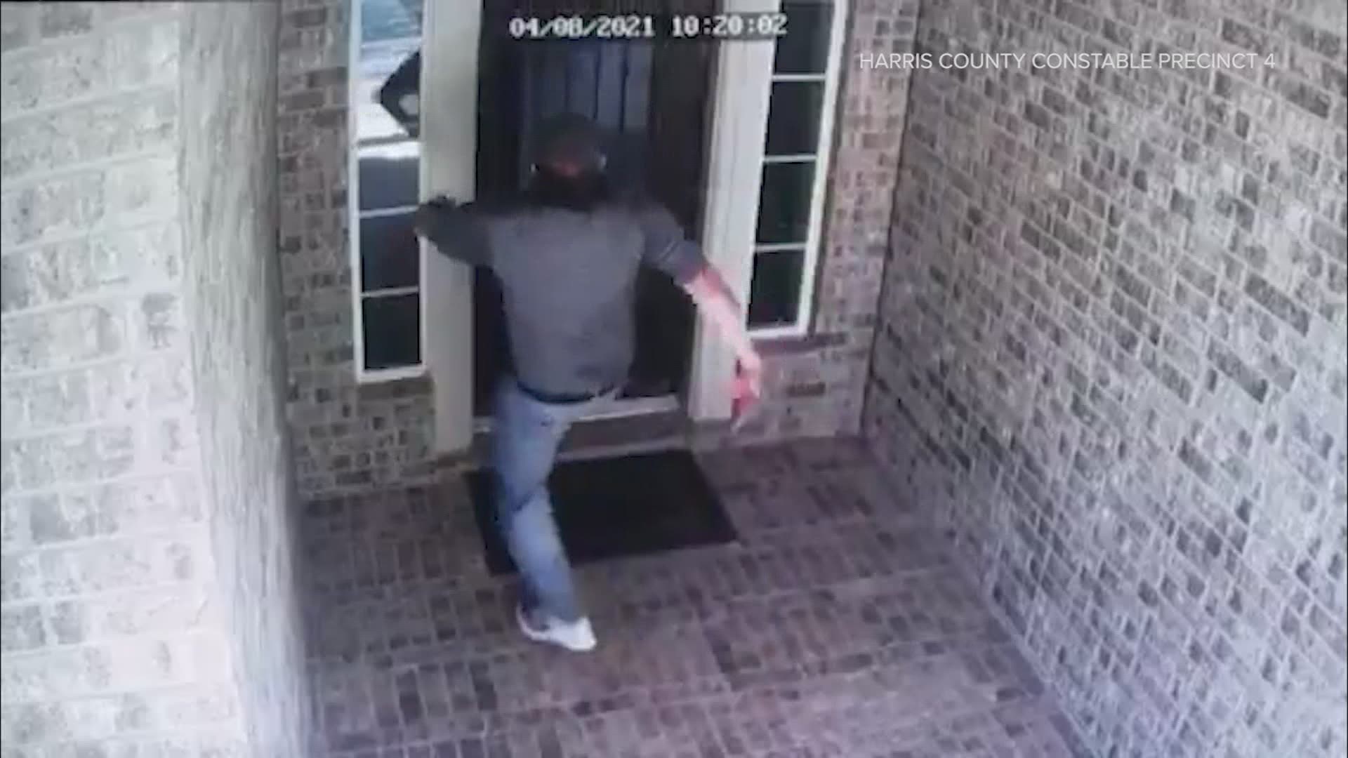 Investigators are hoping someone will recognize the burglary suspect who was caught on camera kicking the front door in and sneaking into an Atacocita home.