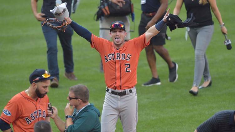 Download George Springer Houston Astros Holding A Water Bottle