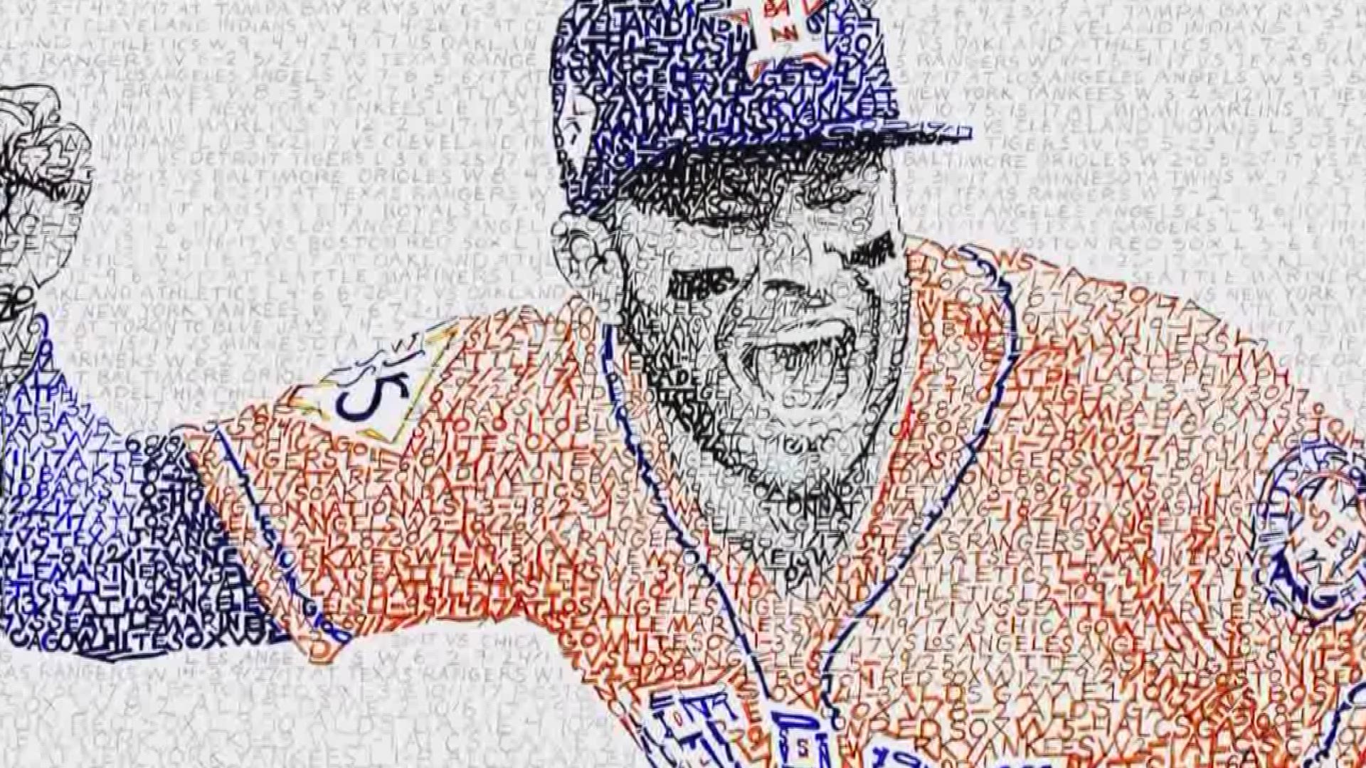 An incredible Houston artist crafts pieces of Astros art created by words.