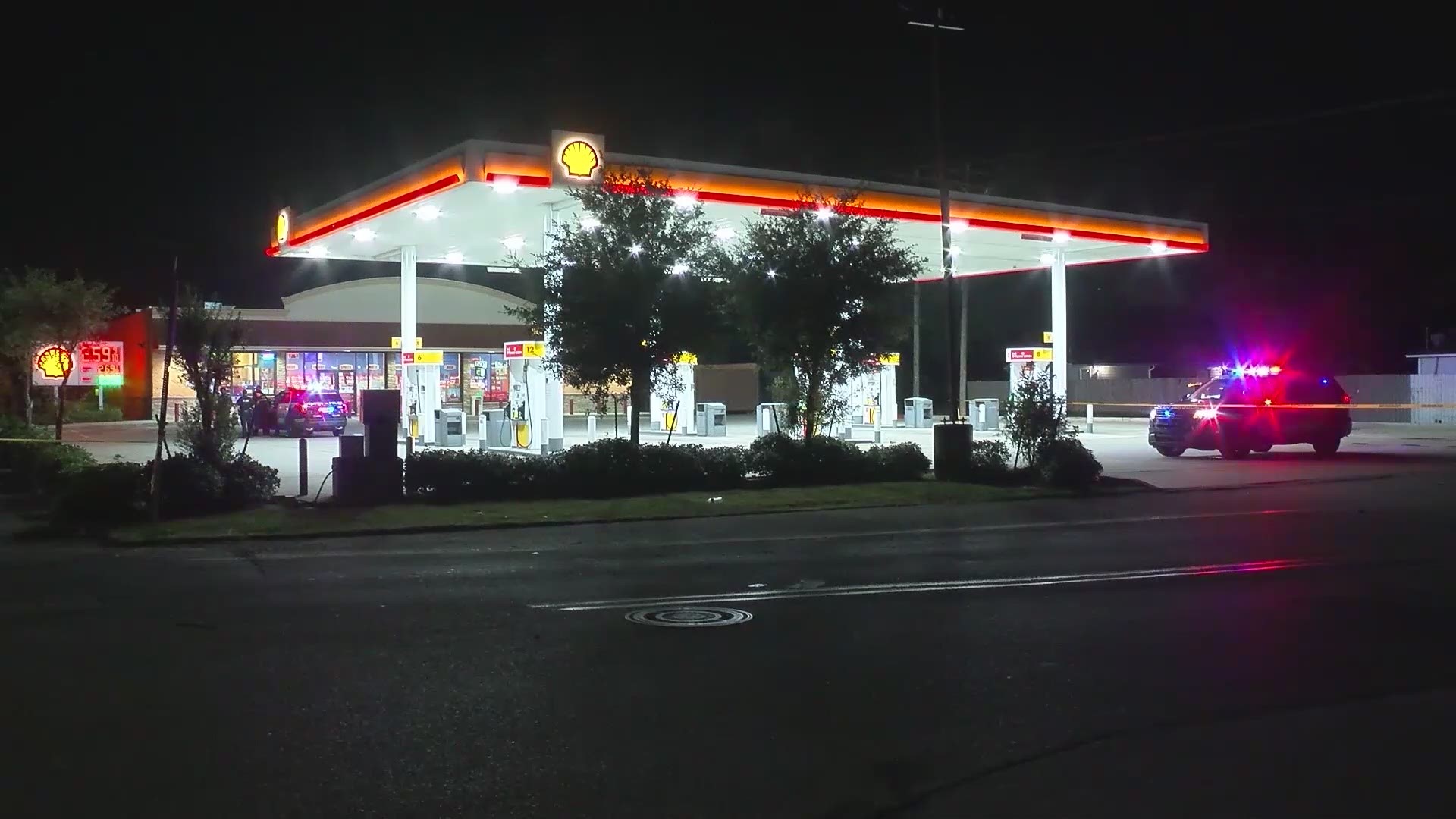 Police are looking for the suspects who shot at a man outside of a Shell in Houston's northside.