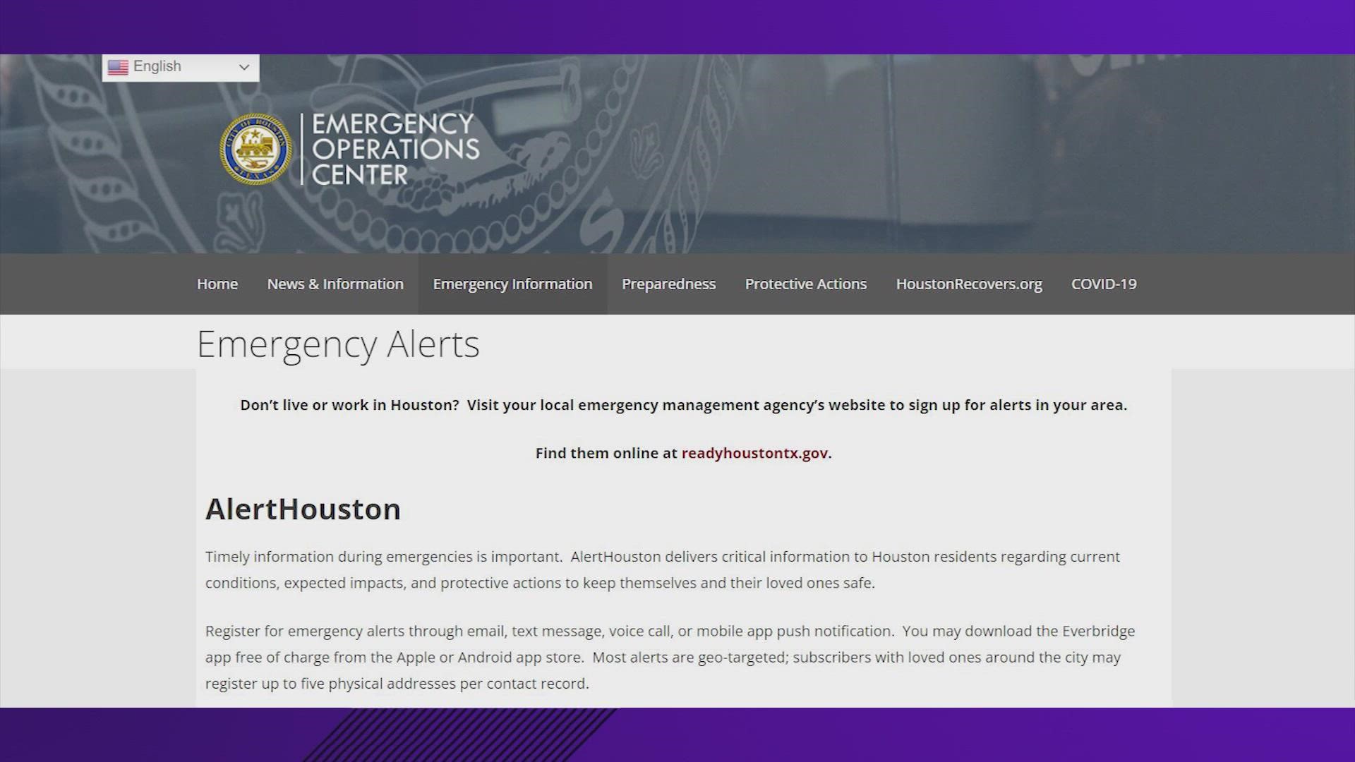 By registering, you'll be notified by the city for emergencies.