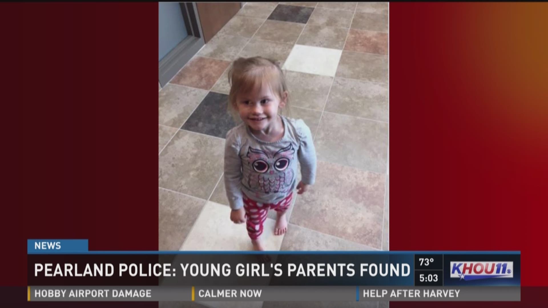 Pearland Police have located the parents of a toddler found wandering alone Wednesday.
