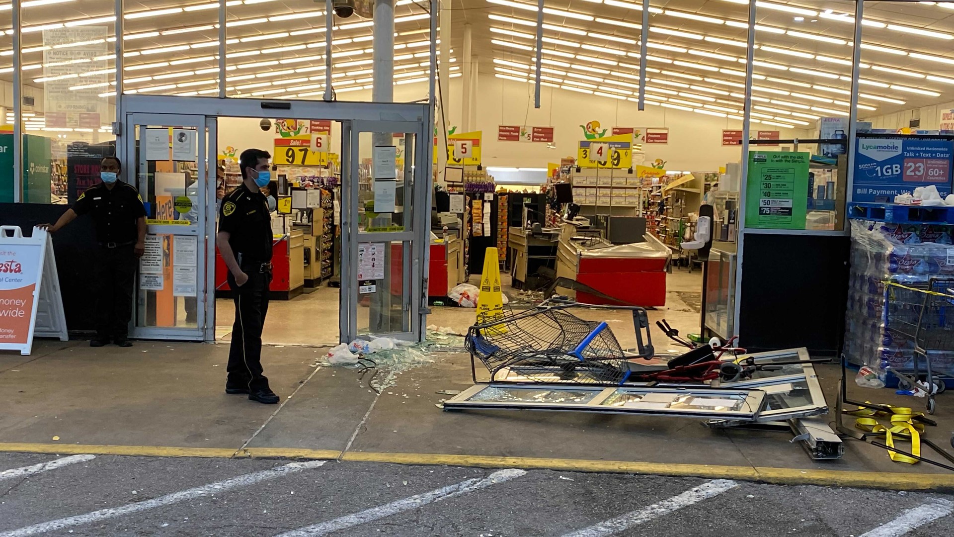 The driver was arrested after crashing into the southeast Houston grocery store.