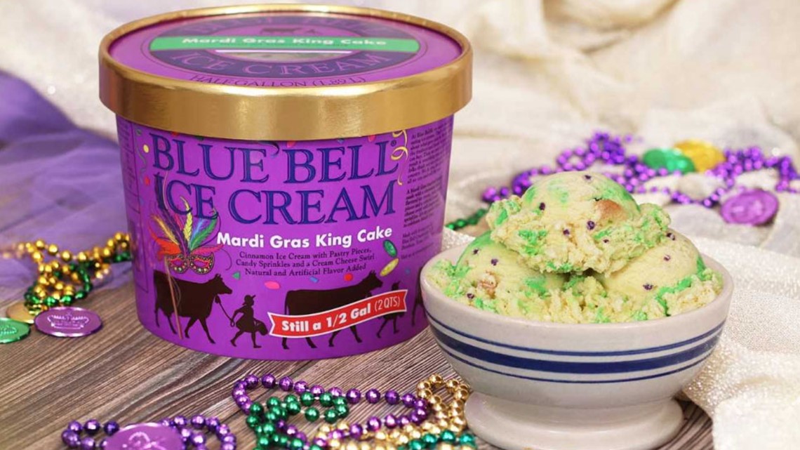 Blue Bell’s Mardi Gras King Cake Ice Cream is back, being released