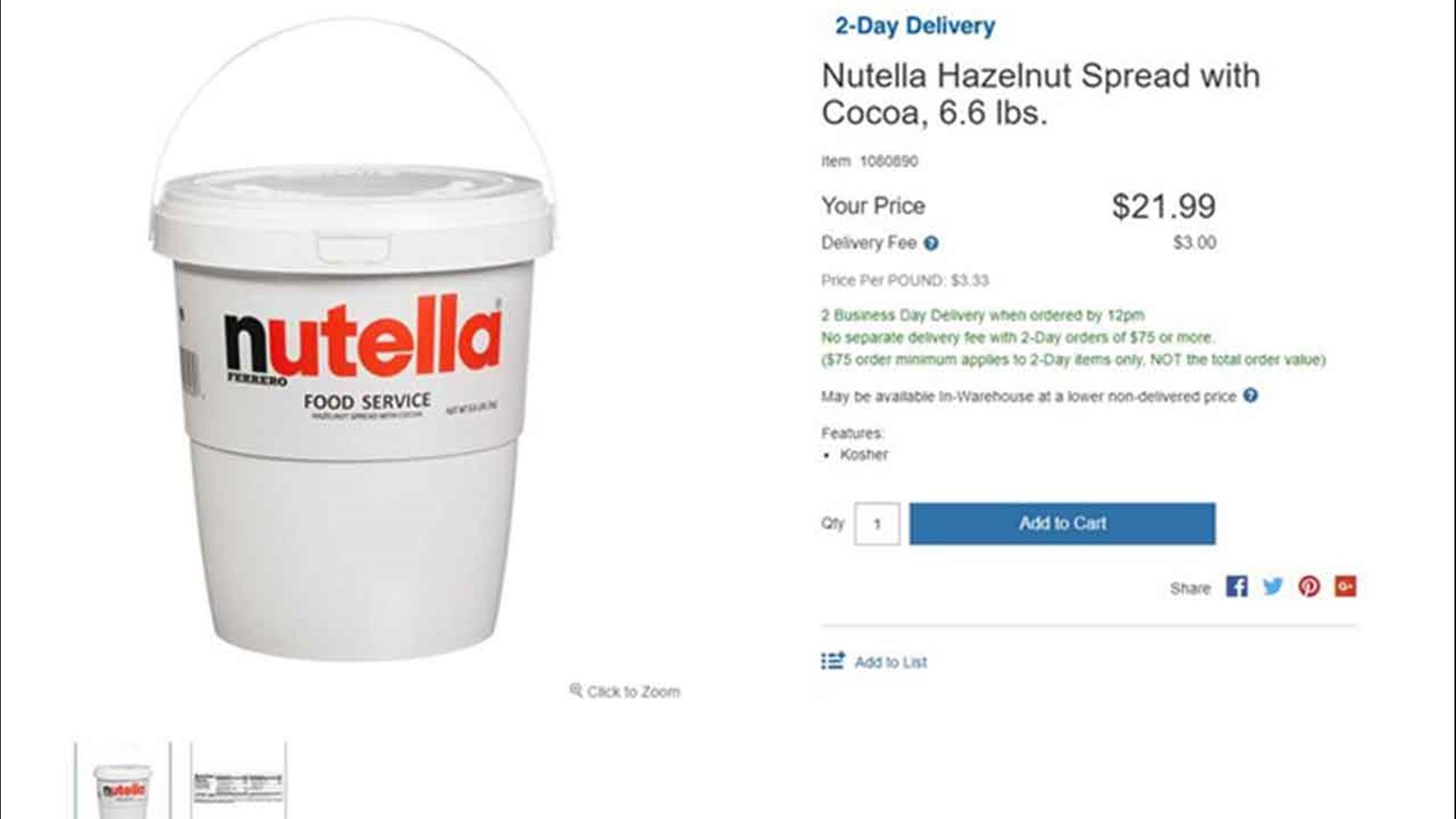 Costco sells a 7pound tub of Nutella for all you hazelnut spread