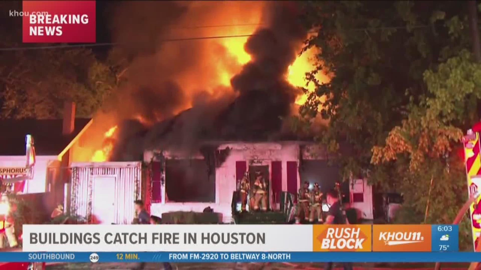 A two-alarm fire in the Montrose neighborhood destroyed several businesses overnight.