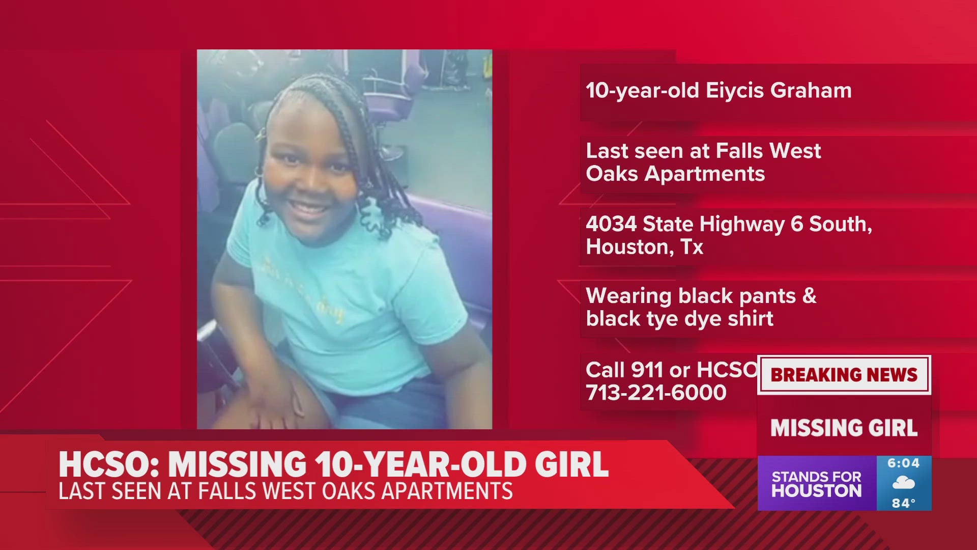 If you see her, you're asked to call the Harris County Sheriff's Office.