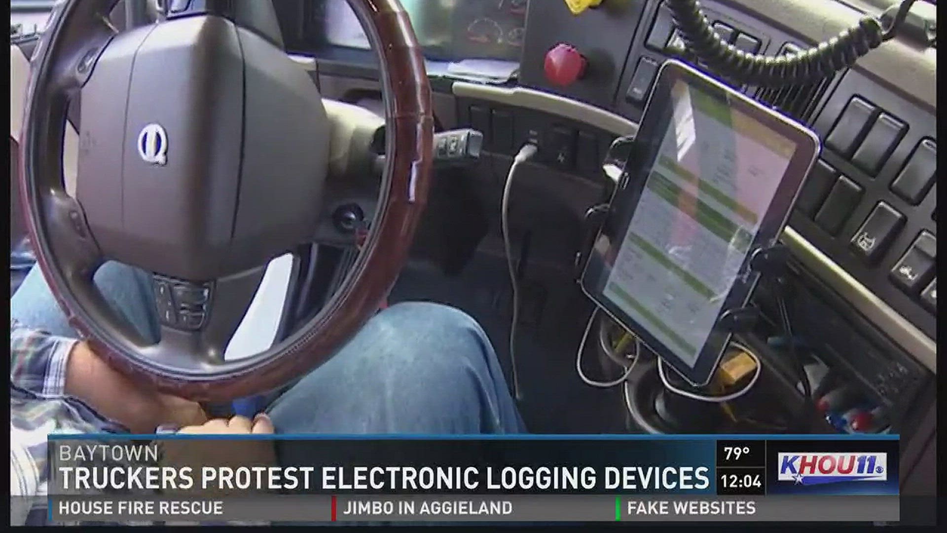 Big rig drivers across the country Monday protested a new federal mandate, requiring them to install electronic logging devices.