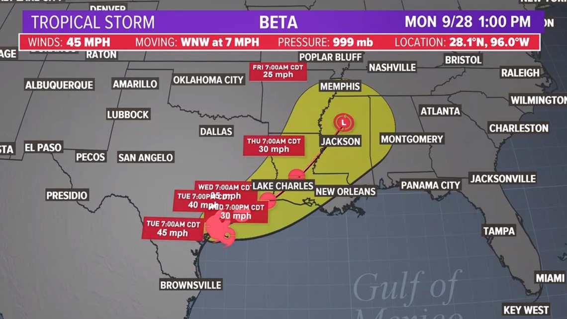 Tropical Storm Beta Path And Updates From The Gulf Of Mexico