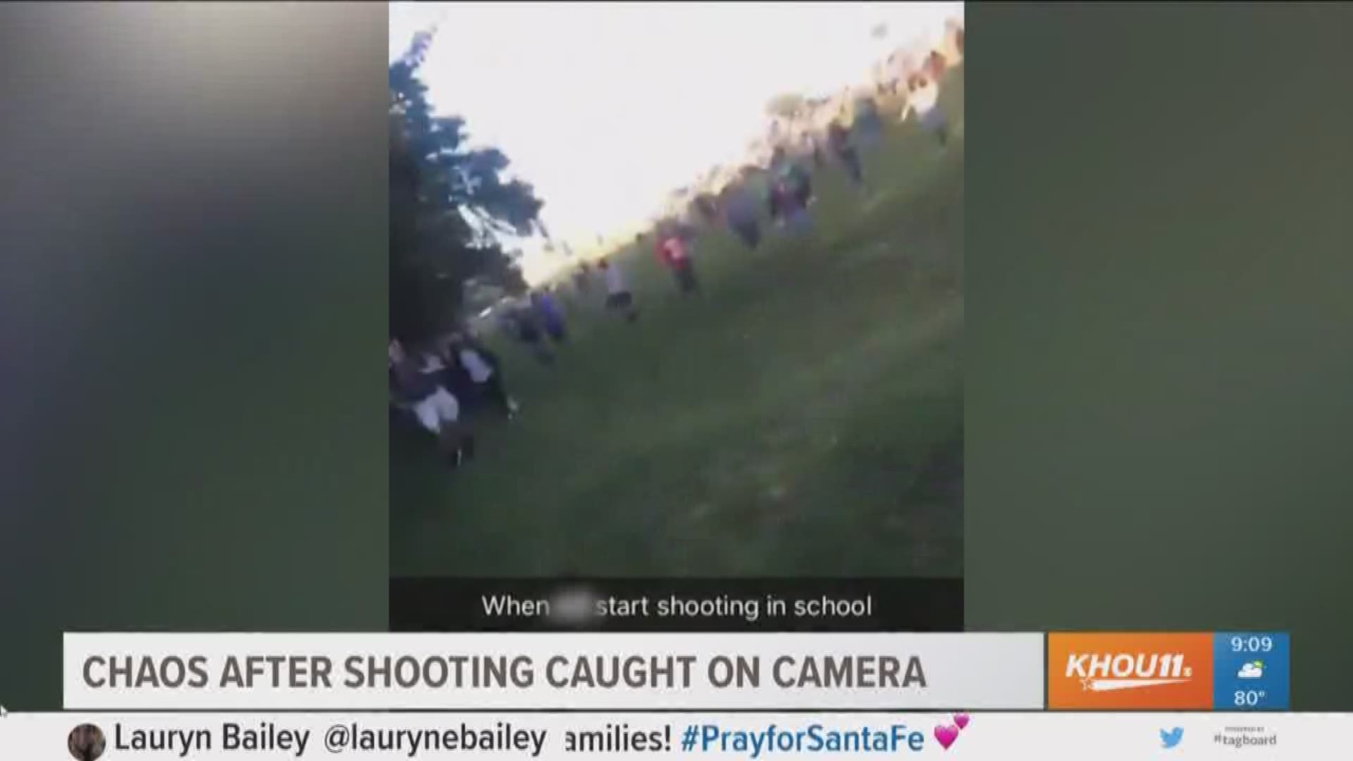 Students share video on Snapchat as they escape Santa Fe school shooting.