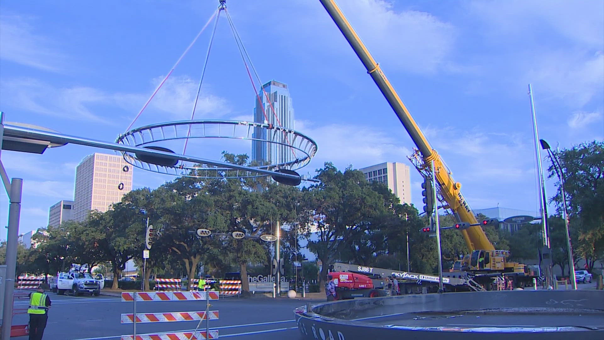 The old rings at major intersections in the area were taken down to be replaced.