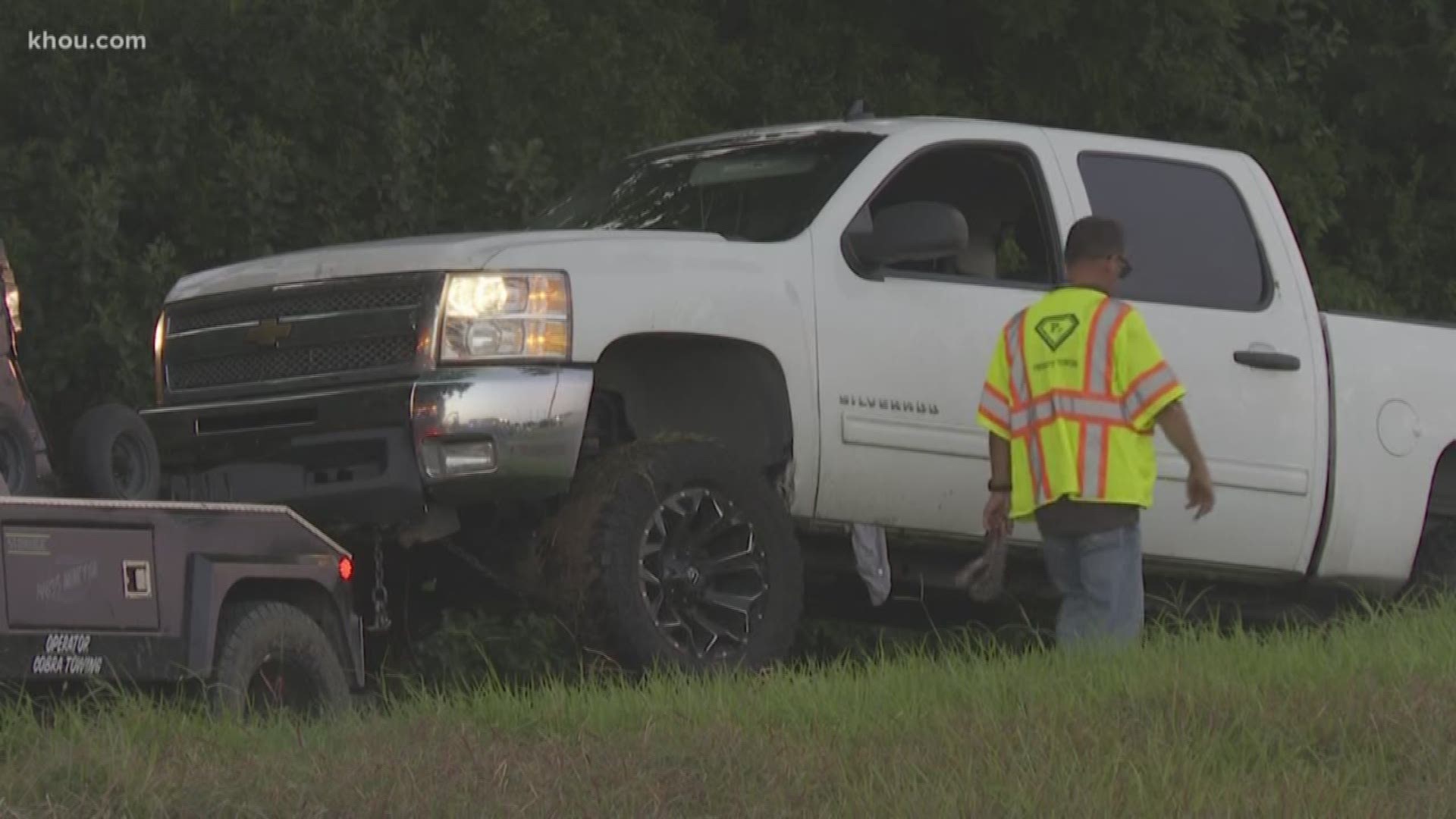 A man is in the hospital after crashing his pickup truck into Brays Bayou.