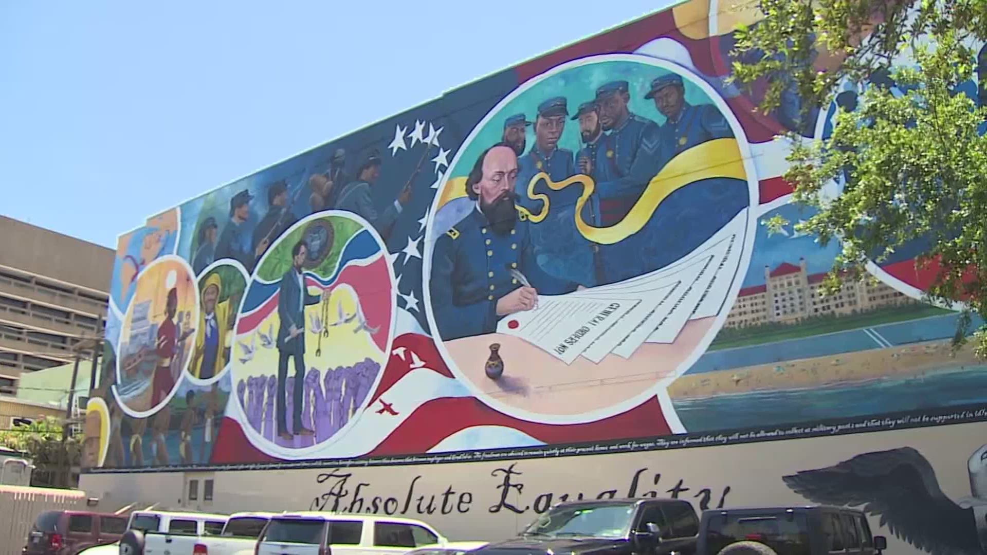 Houston artist Reginald C. Adams and his crew hope the mural inspires people from around the world.