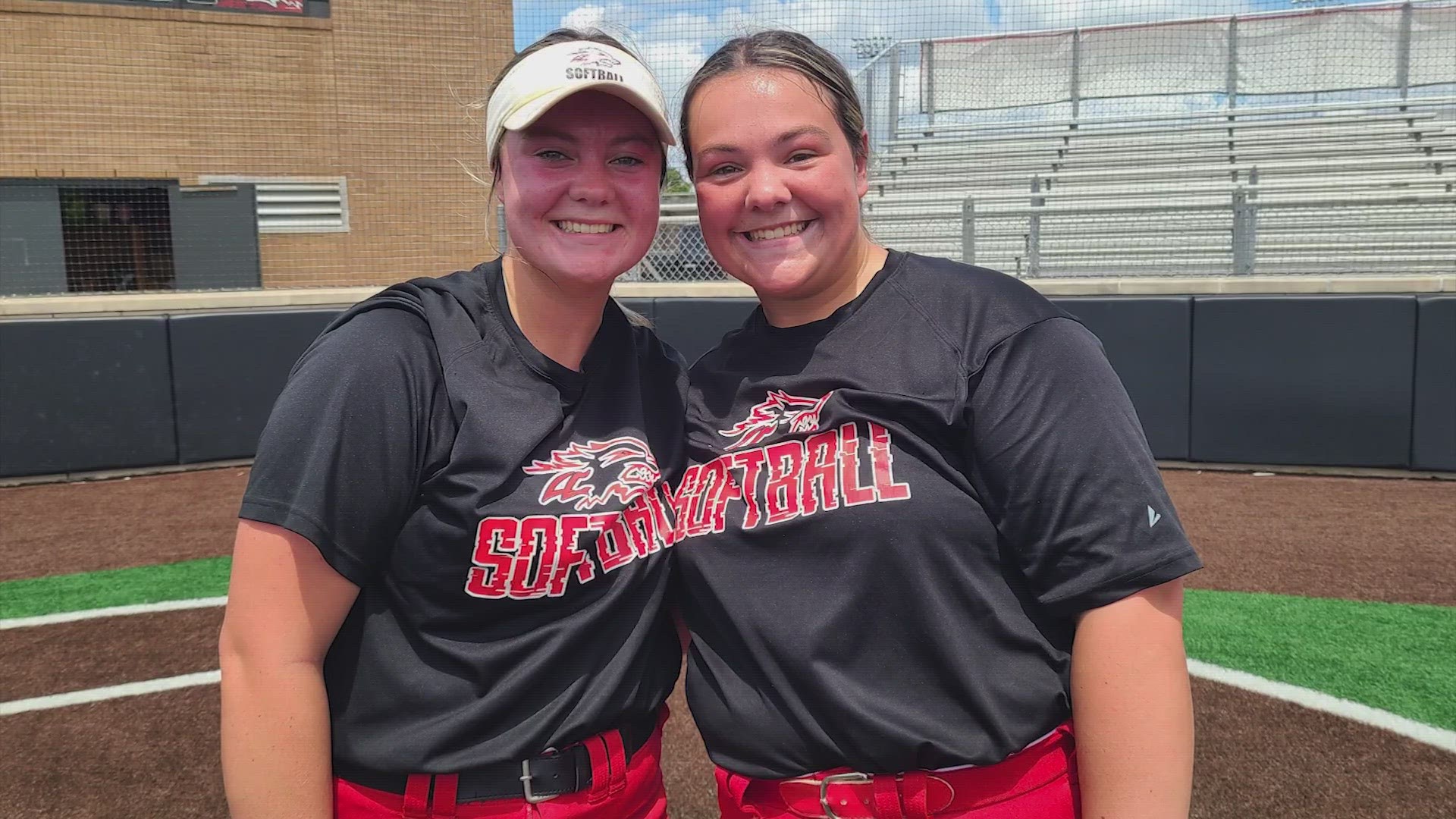 Emily Simmons is the star pitcher and home run hitter. Kasey is her catcher with a near-perfect fielding percentage. "They're in sync. They're hard workers."