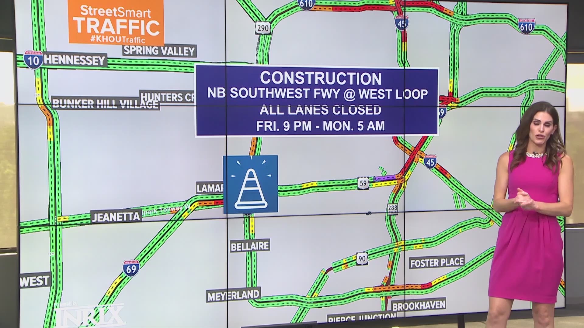 The northbound lanes of the Southwest Freeway at the West Loop will be closed all weekend due to construction.