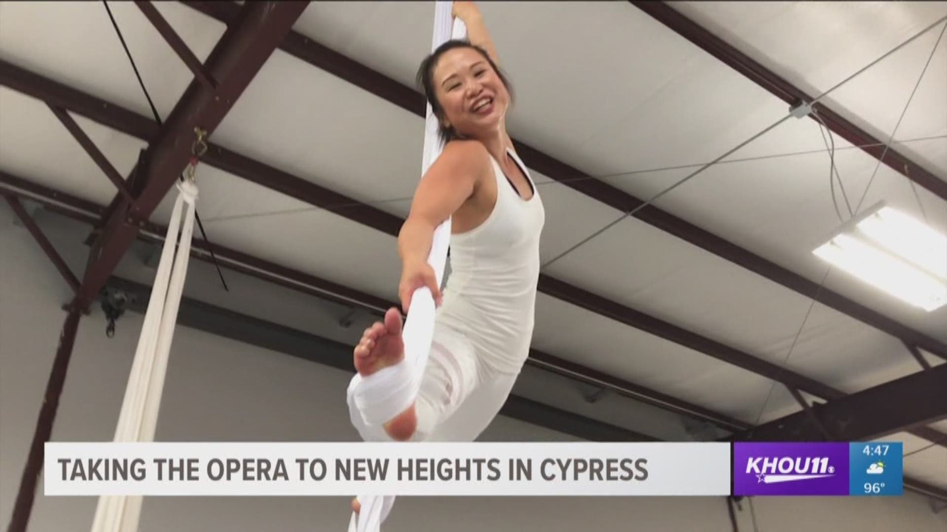 Aerial silk artist takes opera to new heights in Cypress | khou.com