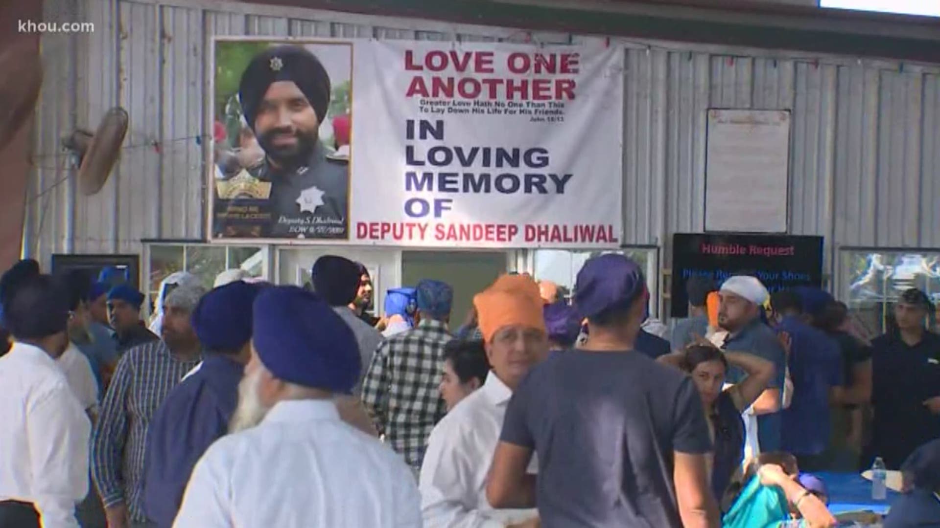 The gathering was to honor fallen Harris County deputy Sandeep Dhaliwal, a Sikh custom after a loved one dies.