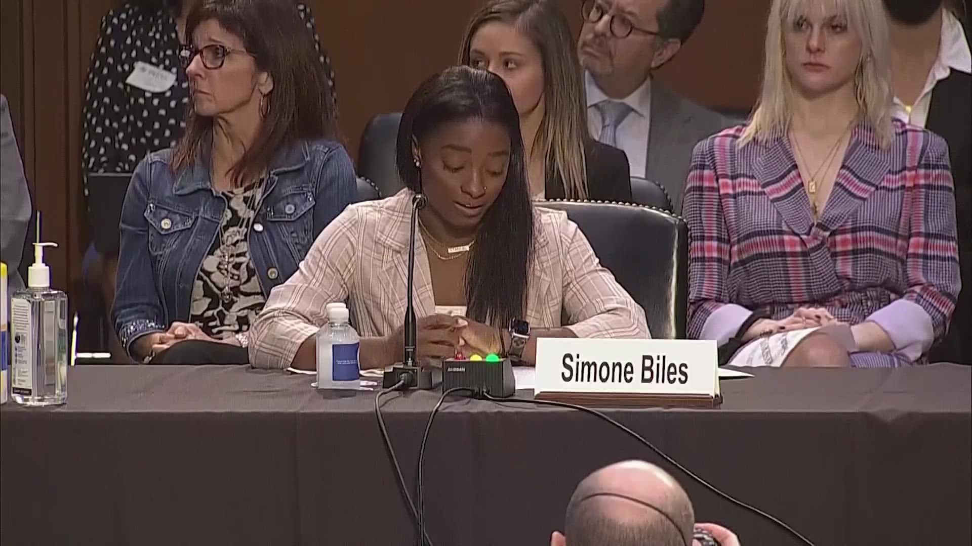Simone Biles was one of four elite gymnasts on Wednesday who testified before the Senate on the FBI's mishandling of the investigation into Larry Nassar's abuse.