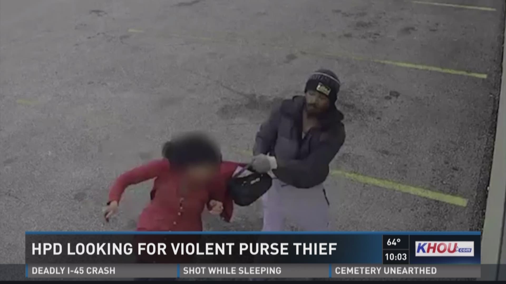 Houston police are seeking the public's help in identifying the suspect caught on video violently snatching purse from a woman in southwest Houston.