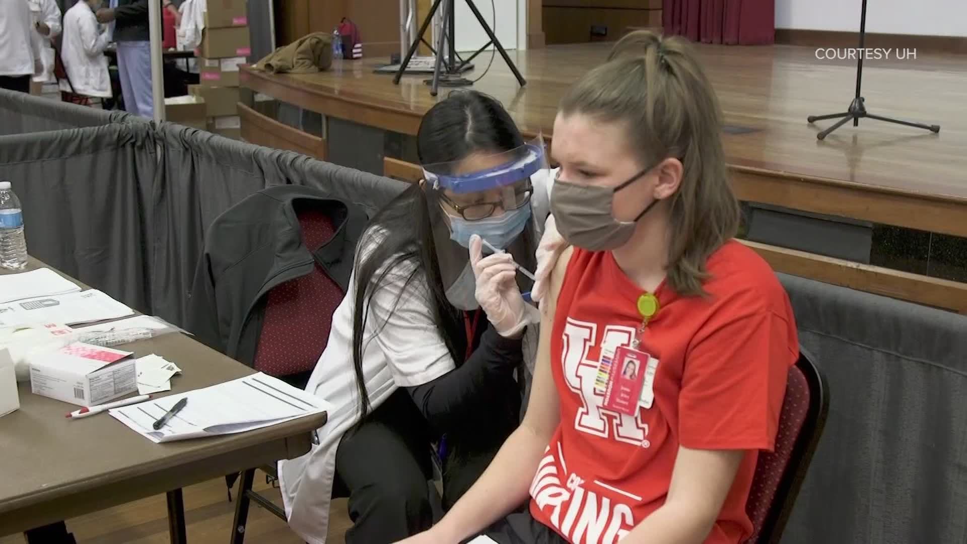 The University of Houston is vaccinating 1,000 students and staff Wednesday and Thursday.