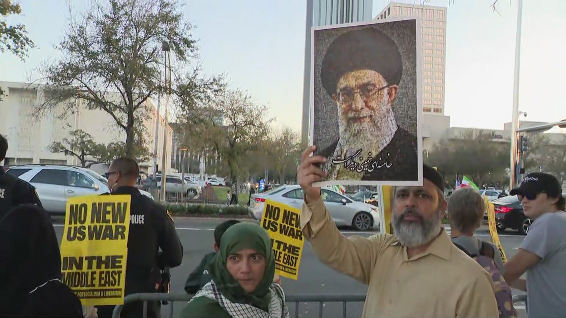 Iran’s supreme leader killed | Dueling protests erupt in Houston following U.S., Israel attack on Iran