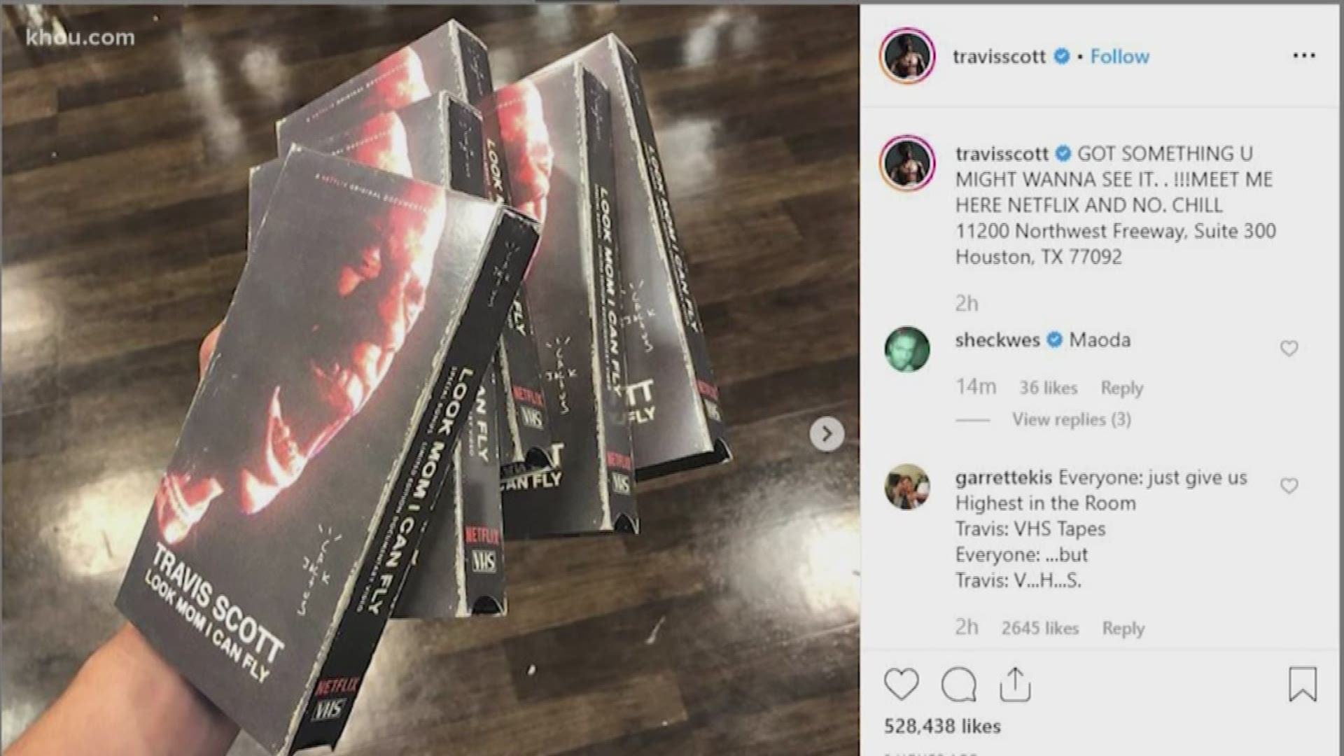 Houston native Travis Scott surprised fans Thursday with a pop-up event at Movie Exchange in northwest Houston. Their prize: VHS copies of a new Netflix documentary. That's right. VHS copies.