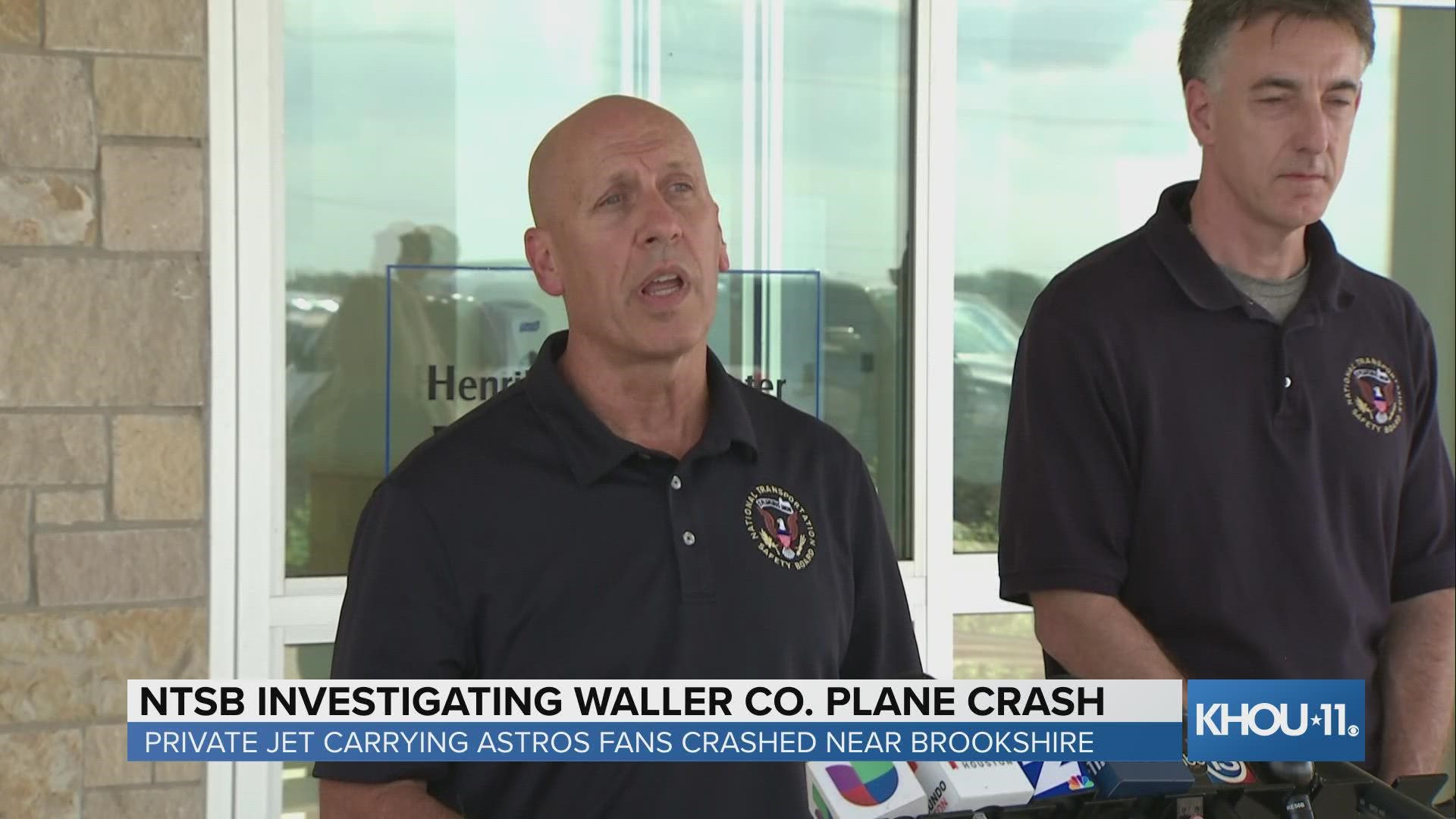 NTSB investigators give an update after a private plane carrying Astros fans crashed in Waller County while taking off for Boston. Only minor injuries reported.