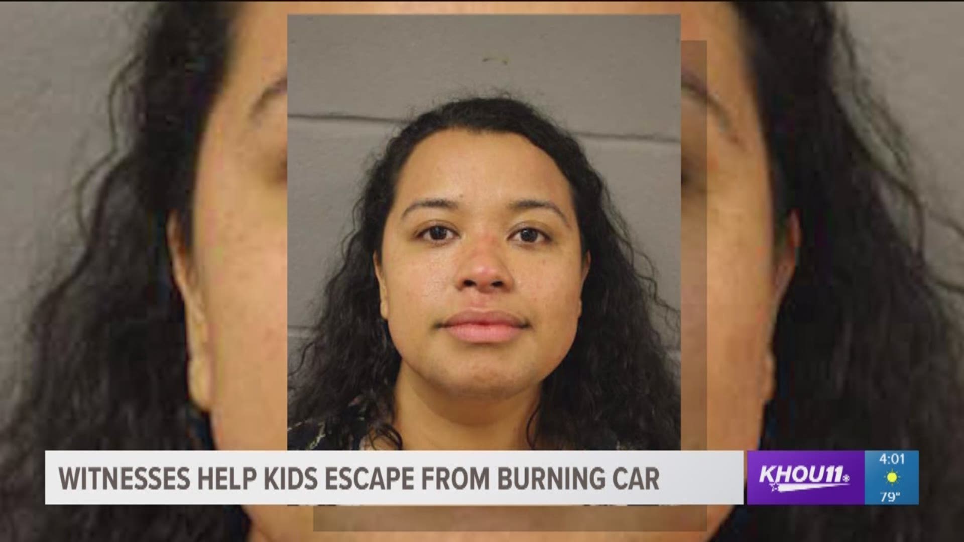 Police say a woman told her children that "they were going to see Jesus" before she tried to burn a car with them inside.