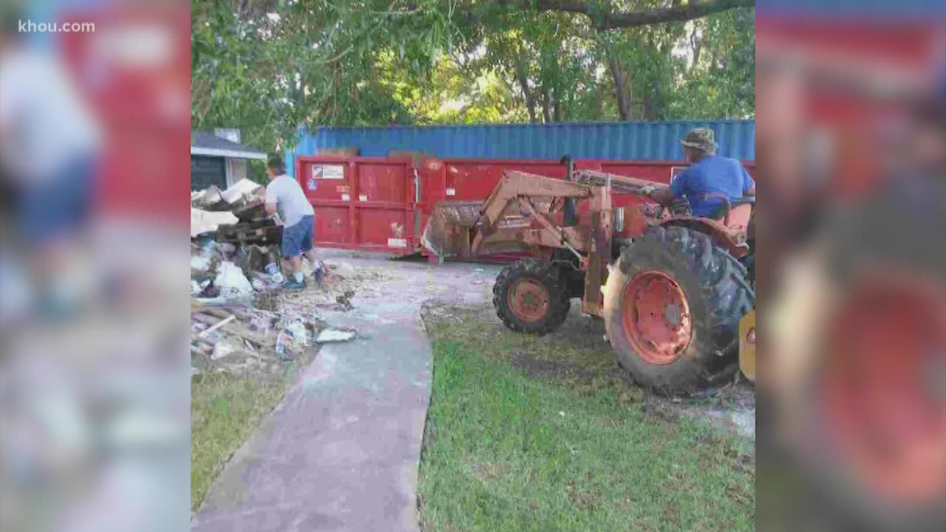 We told you about Fred Mitchelll, who finally moved back into his home near Pearland after Hurricane Harvey. But the contractor who repaired his home left a mountain of debris in his driveway that Mitchell couldn't remove himself. So just 30 minutes after our story aired Thursday, a neighbor showed up with a backhoe and helped load all that garbage into a dumpster.