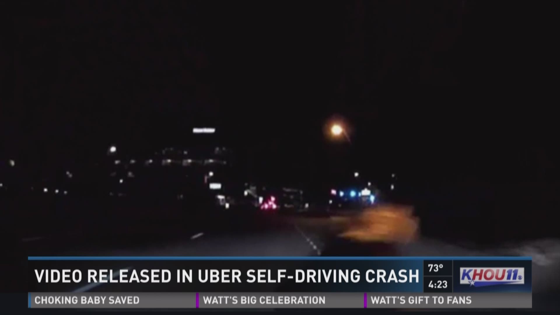 Dashcam video from the first Uber self-driving crash shows moments before a woman was hit and killed.