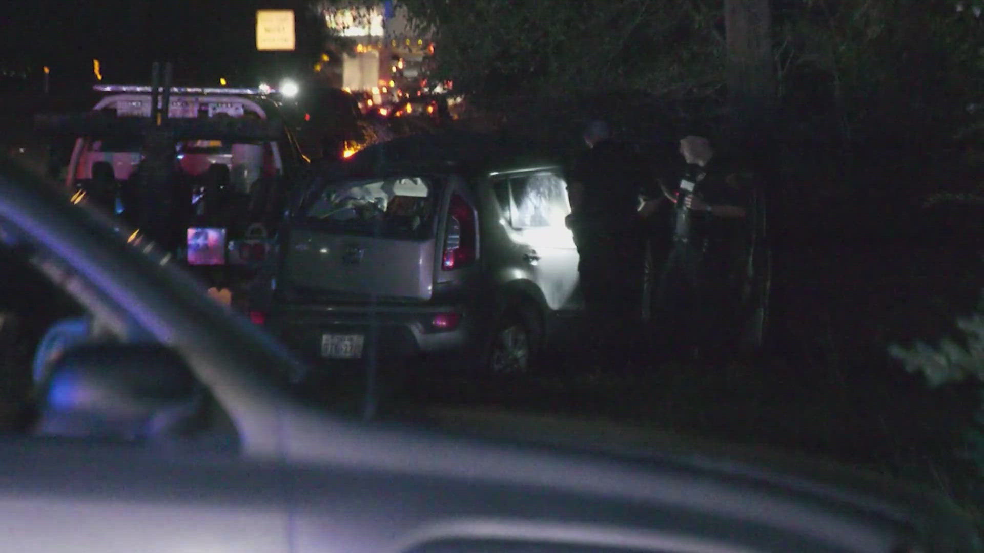 Houston police said the suspect was taken into custody after getting in a crash on the Eastex Freeway feeder road.