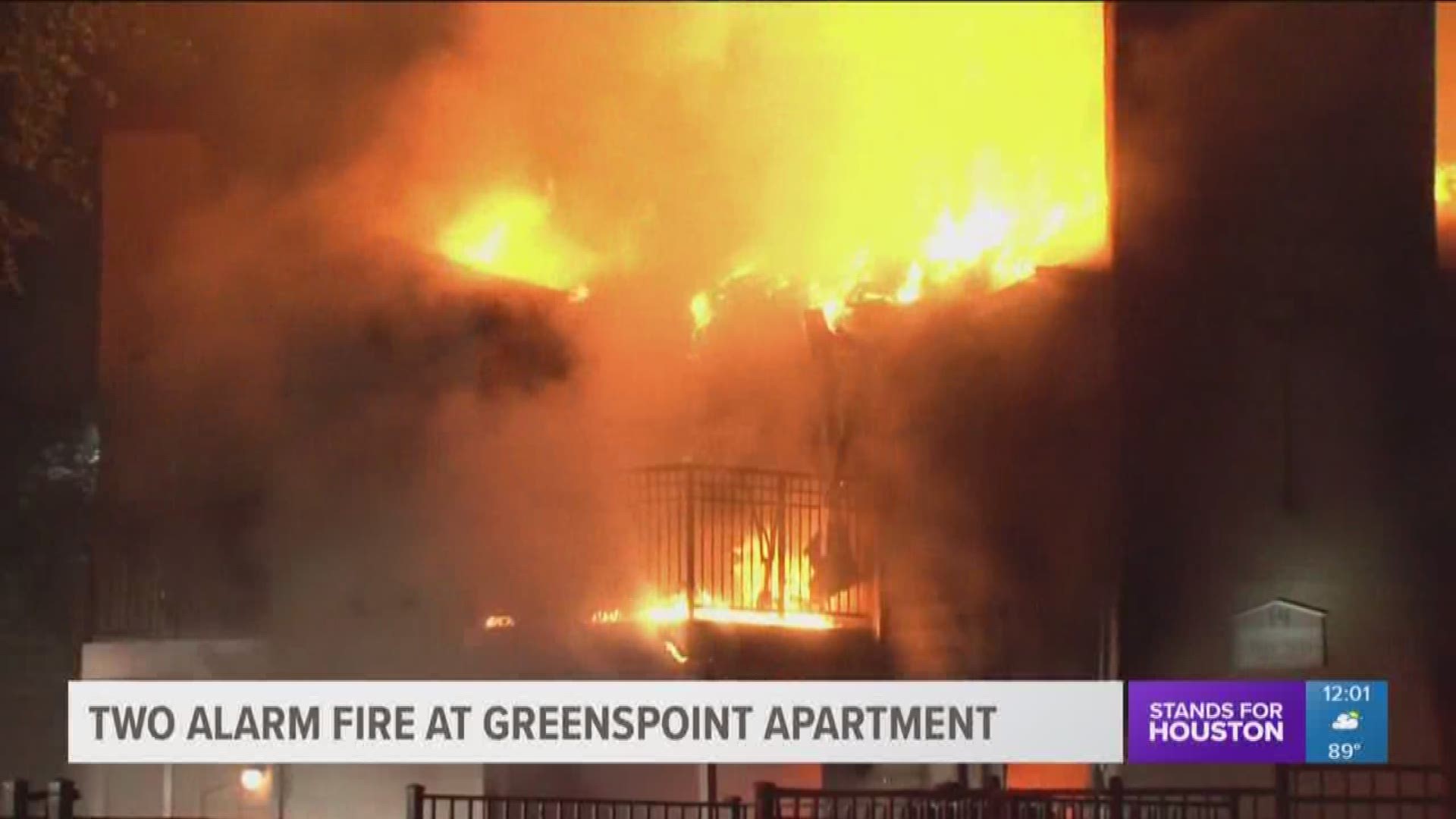 A massive fire erupted at an apartment complex in the Greenspoint area overnight leaving many families displaced.