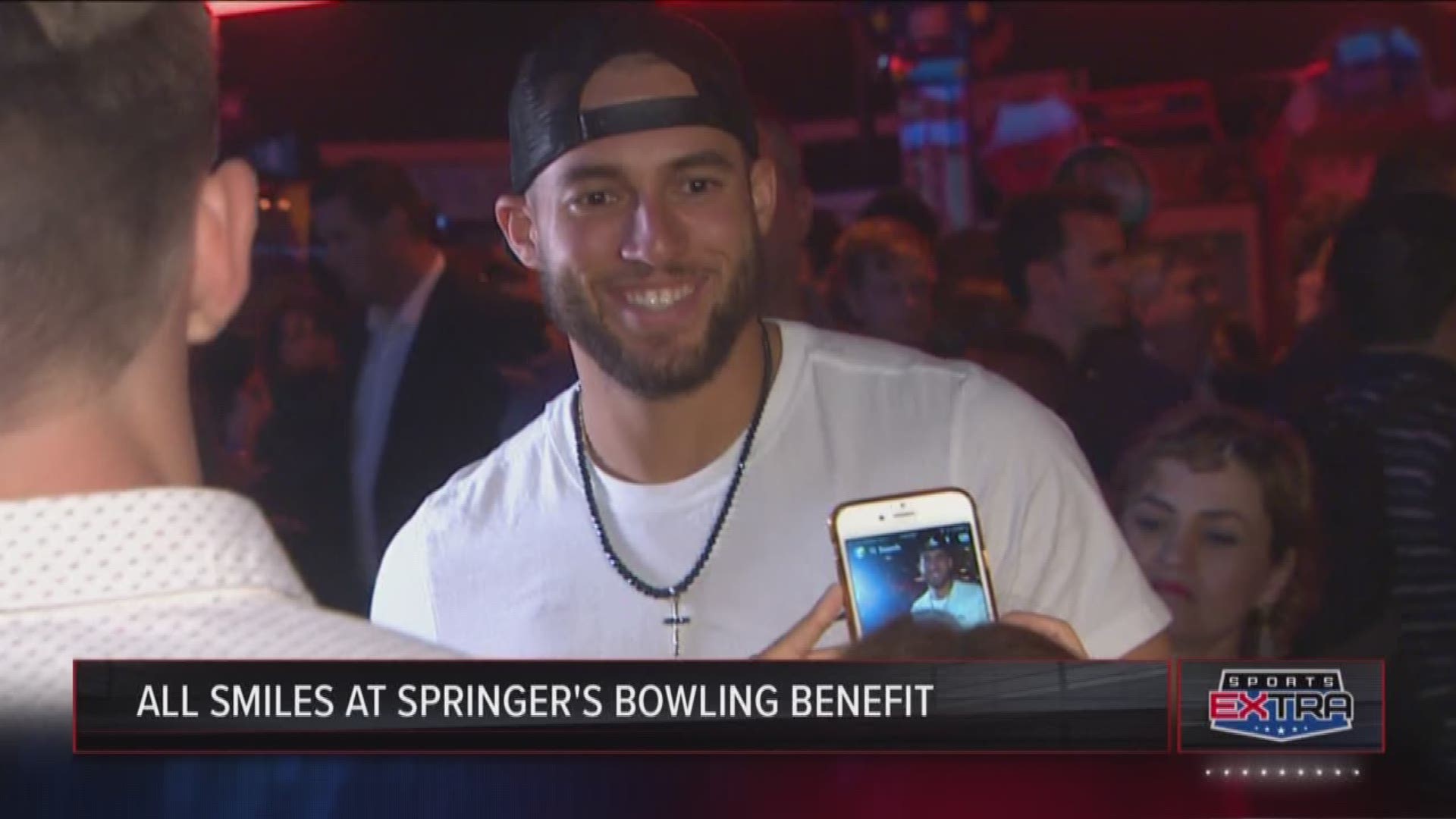 George Springer and some buddies hit the lanes at Bowl More Houston Sunday night for his 4th Annual All Star Bowling benefit. The money helps send kids and teens who live with a stutter to "Camp Say." It's described as a life-changing camp that helps youn