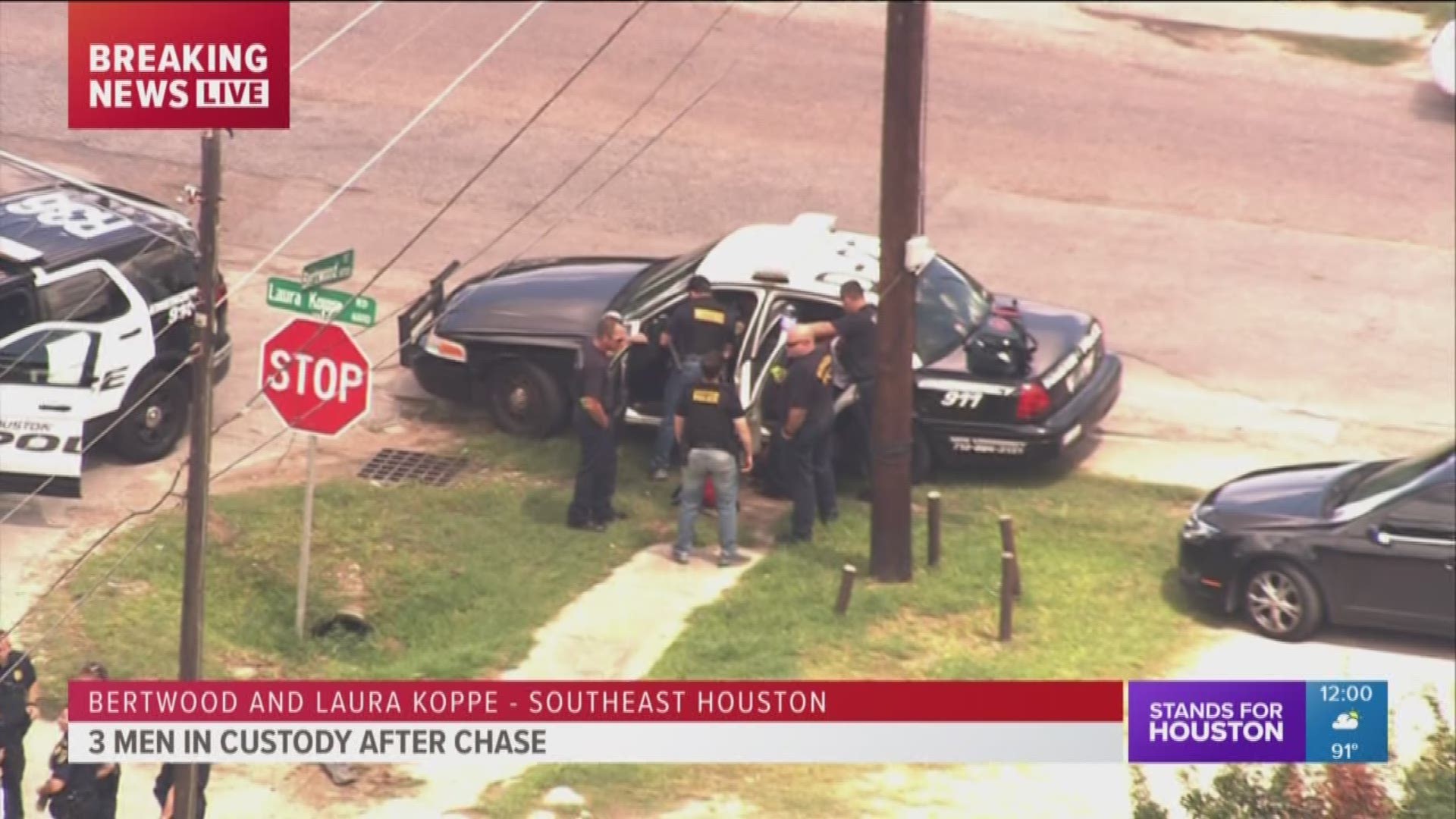 Police arrested three possible robbery suspects following a chase through northeast Houston Thursday morning.
