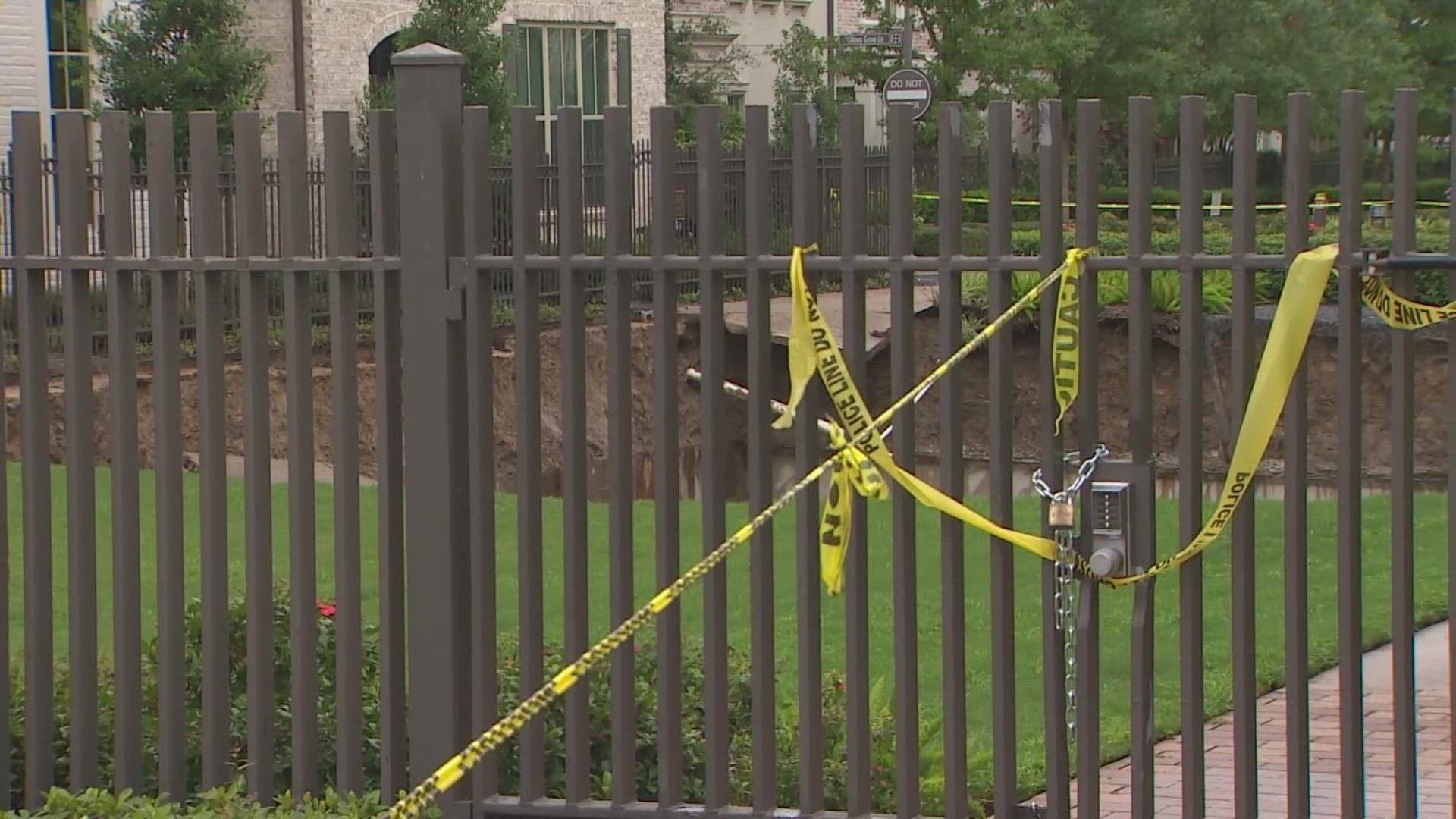 They said a cistern collapsed, causing the sinkhole in the gated community of Memorial Green near the intersection of Memorial Drive and Gessner Road.