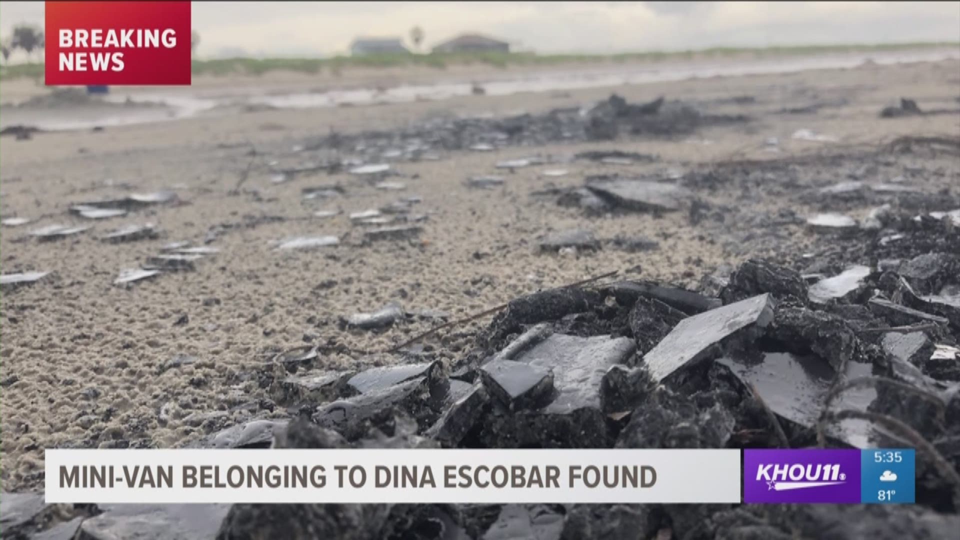 The mini-van belonging to Dina Escobar was found burned in Galveston.