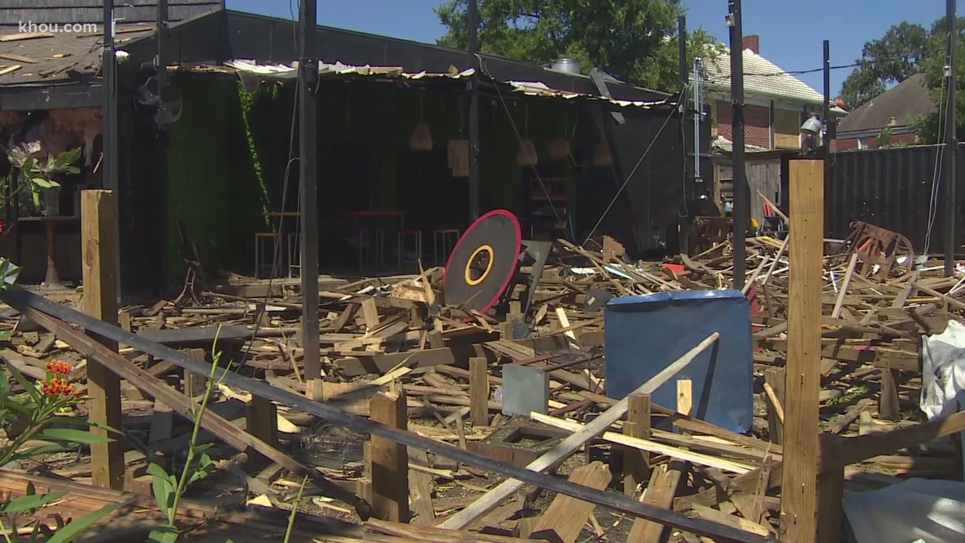 Houston firefighters are investigating an arson case after an explosion at Bar 5015 in the 5100 block of Almeda Road that could be felt for miles.