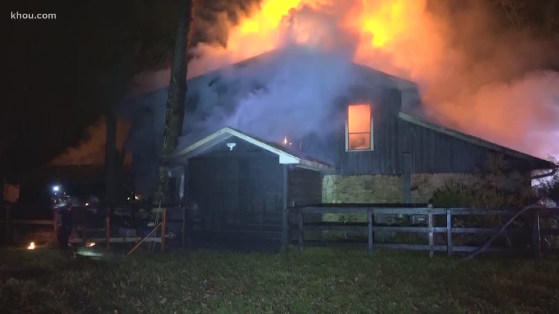 A huge home caught fire and burned for nearly two hours in Montgomery County overnight.