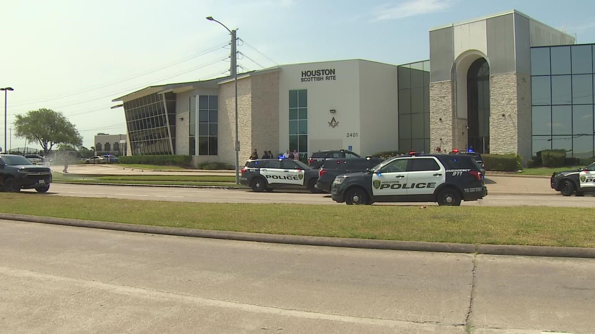 A man armed with a screwdriver is in custody after a brief hostage situation at the at Scottish Rite Masonic Center in southwest Houston.