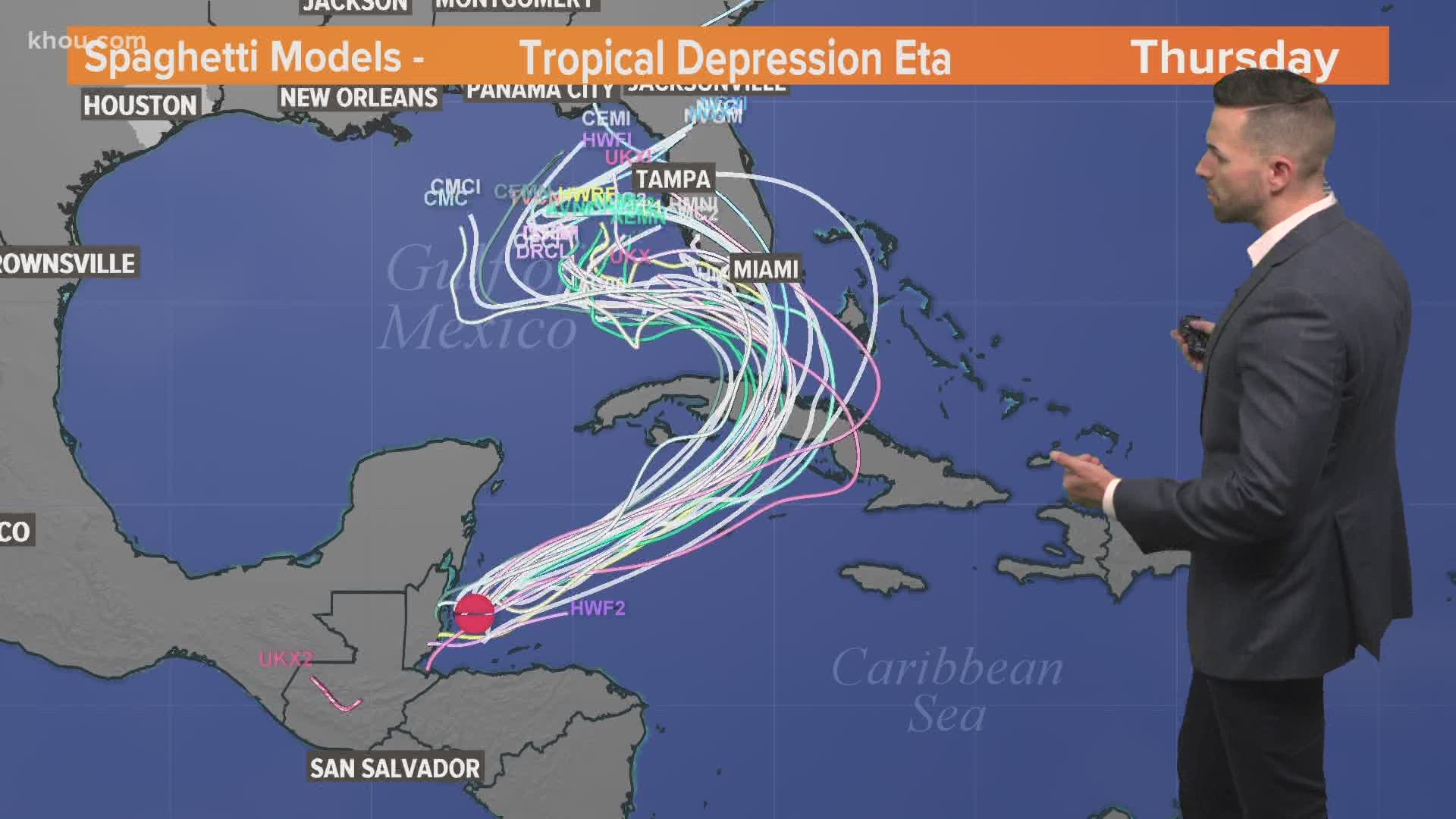 5 a.m. update Nov. 6 | KHOU 11 Meteorologist Blake Mathews says Eta is not gone yet and in fact could become a hurricane again as it heads northeast into open water