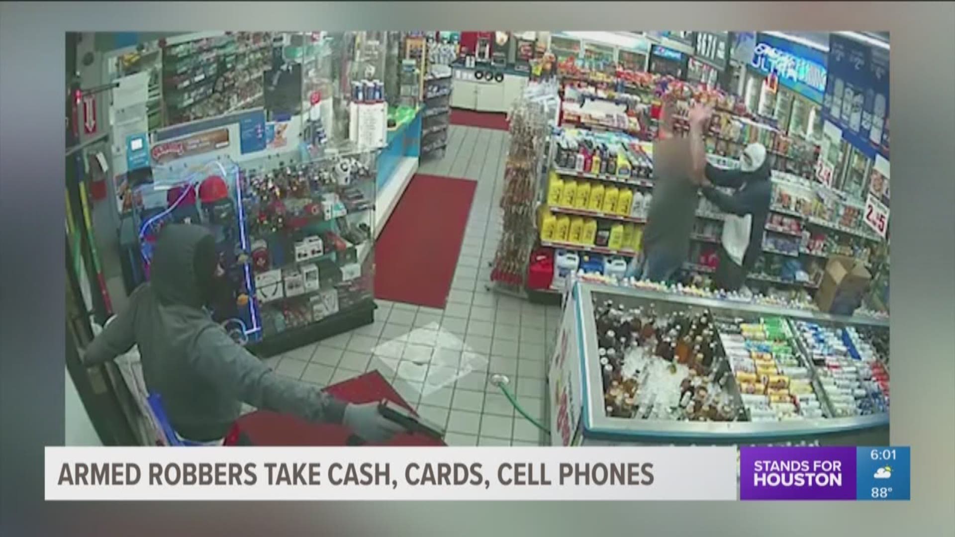 Three men barged into an Exxon gas station on the Eastex Freeway in north Houston back in July. They took cash, cards and cell phones and forced the cashier to empty the register. 
