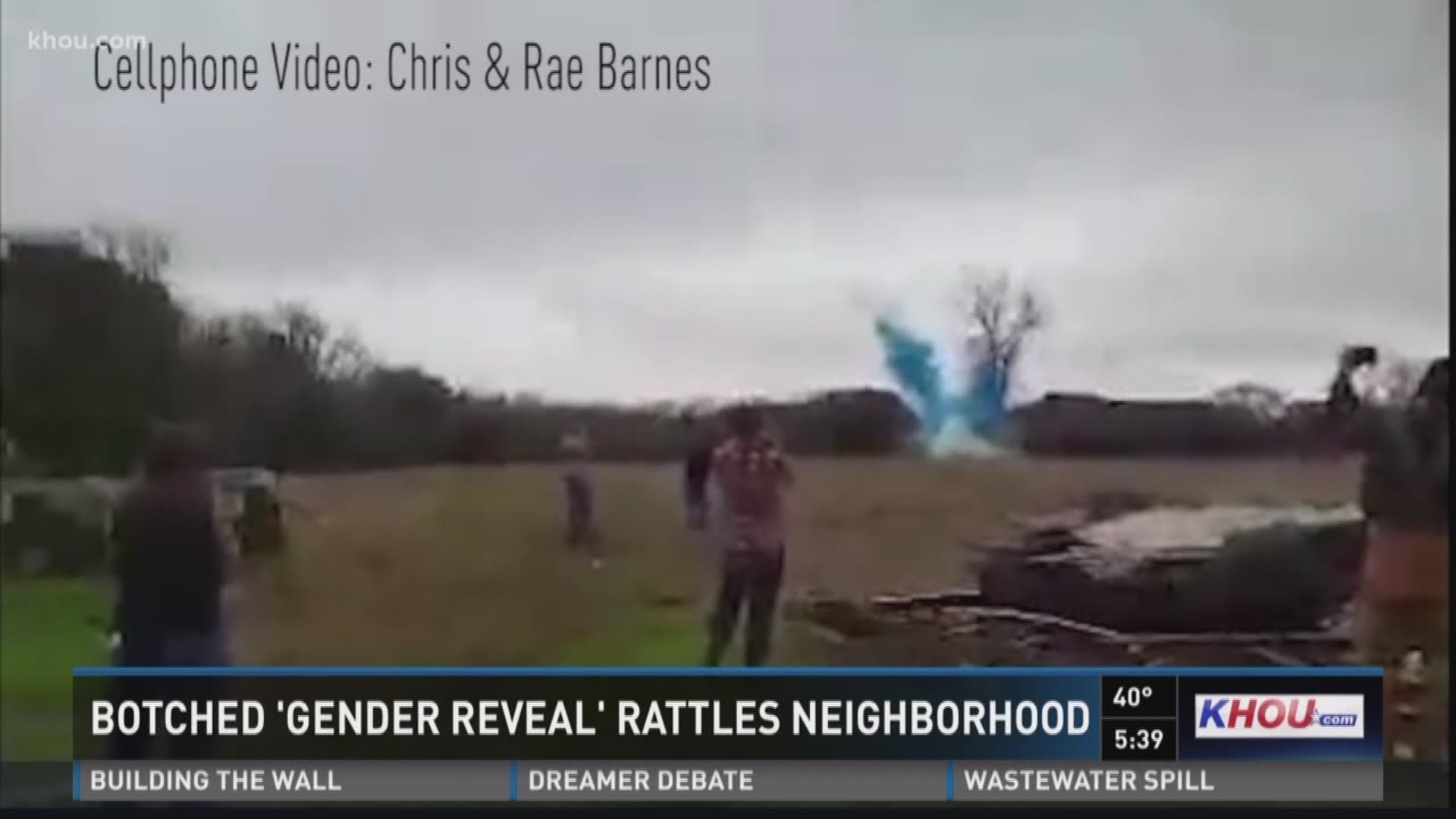 Just after noon Saturday, a loud BOOM shook houses and rattled nerves in Brazoria County. Turns out it was just a gender reveal explosion complete with blue smoke to announce the upcoming arrival of a baby boy.