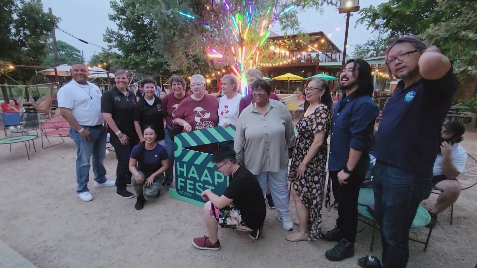 Members of the Houston Herricanes, who played in the first women's tackle football league, were among those at the special showing of "The Herricanes" at Axelrad.