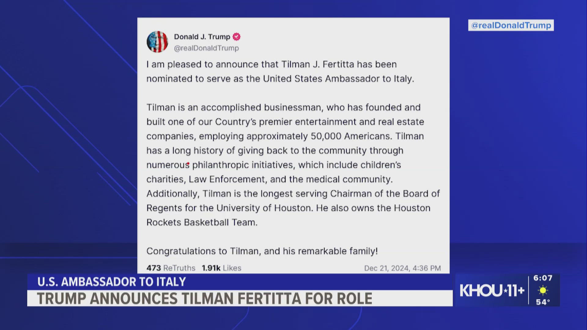 Who is Tilman Fertitta? What to know about Trump's ambassador ...