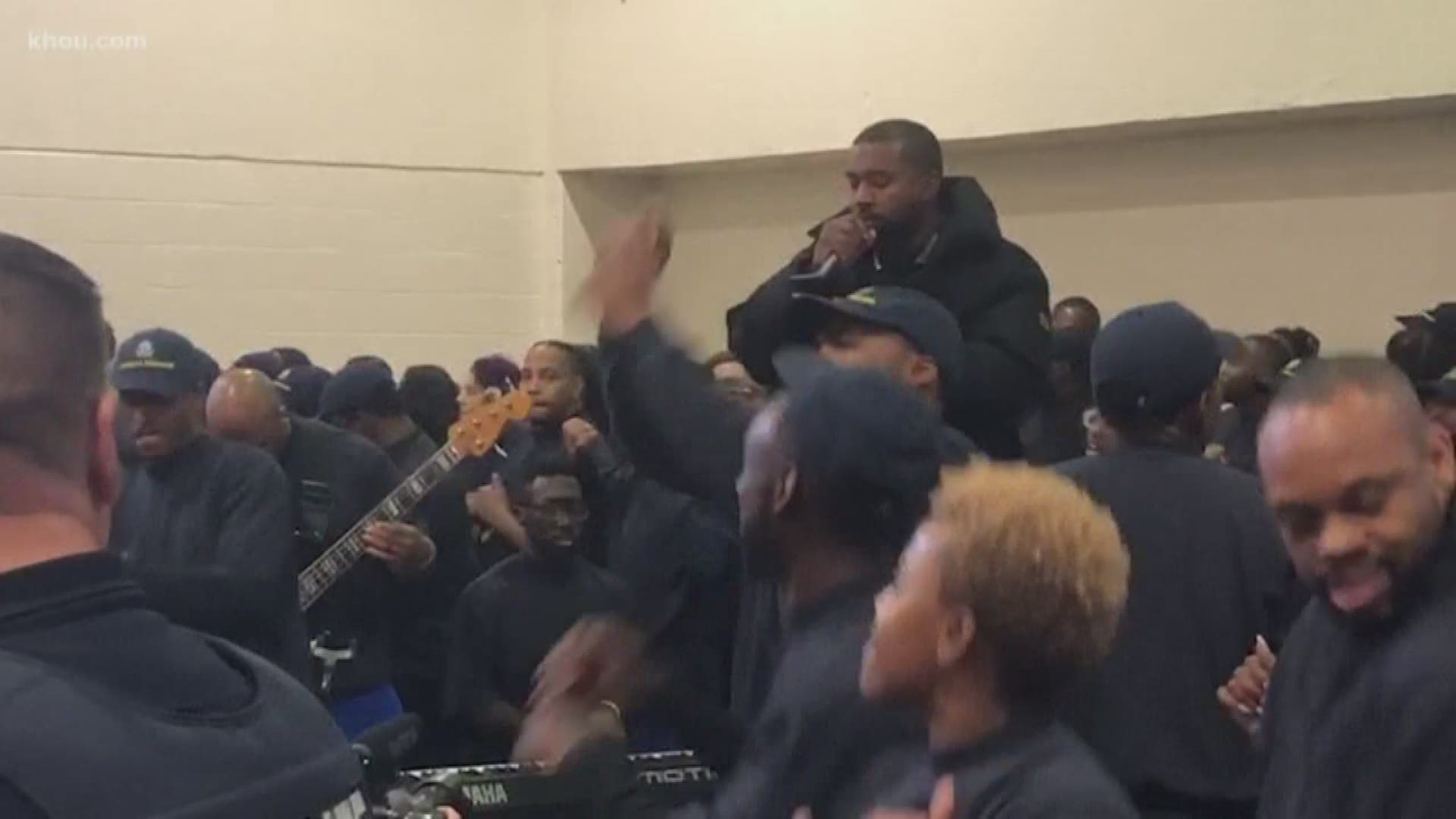 Rap superstar Kanye West made a surprise appearance at the Harris County Jail on Friday.